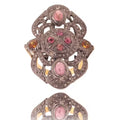 Victorian Statement Ring, Rosecut Diamond Polki, 18k Gold Sterling Silver