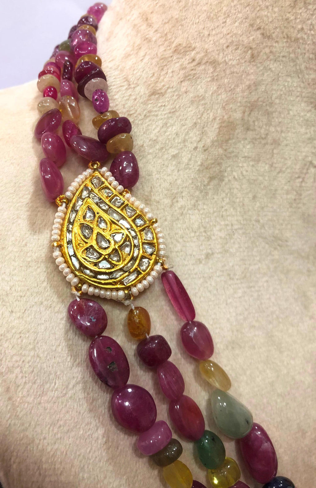Maharaja Statement Necklace – 22KT Gold Plated Gemstone & Pearl Rani Haar