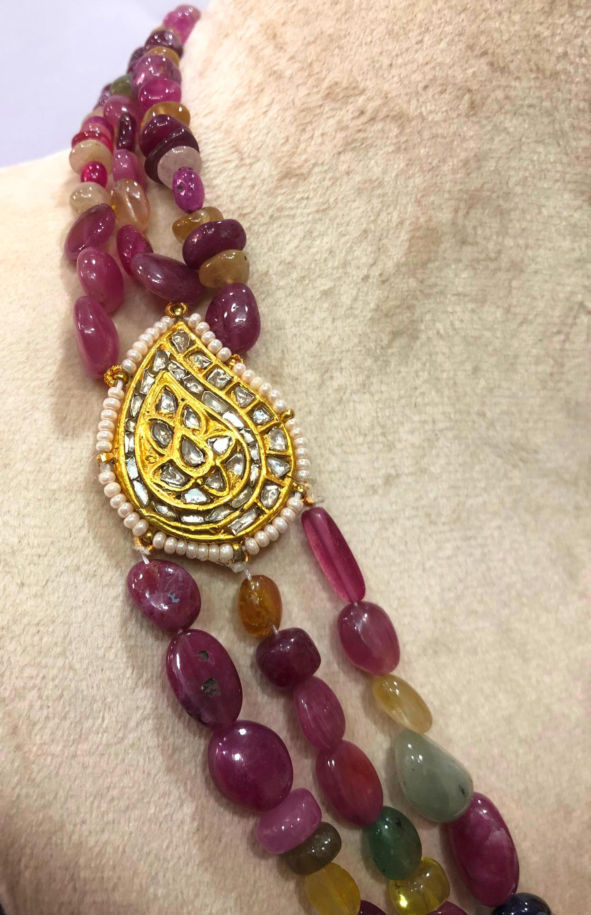 Maharaja Statement Necklace – 22KT Gold Plated Gemstone & Pearl Rani Haar