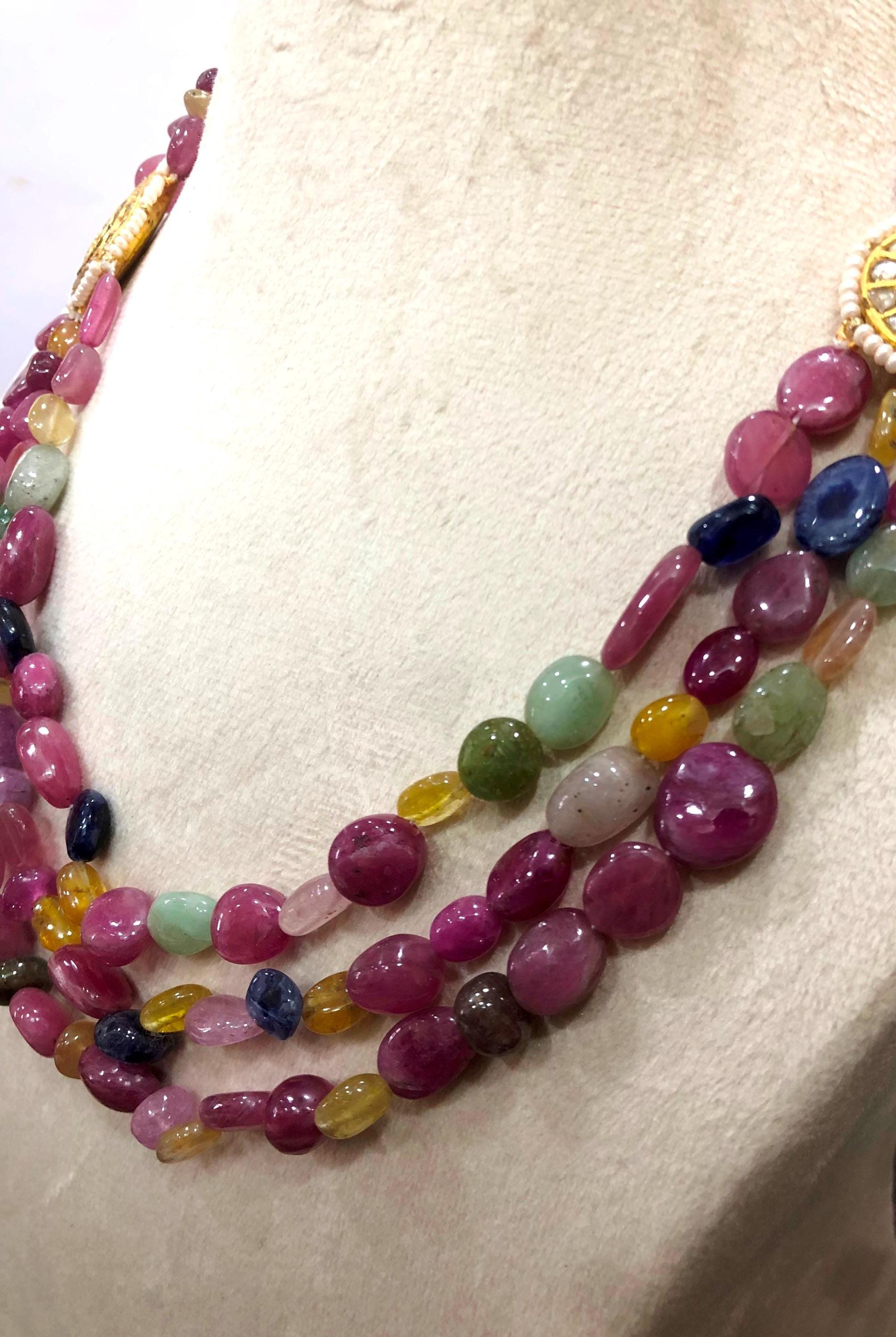 Maharaja Statement Necklace – 22KT Gold Plated Gemstone & Pearl Rani Haar