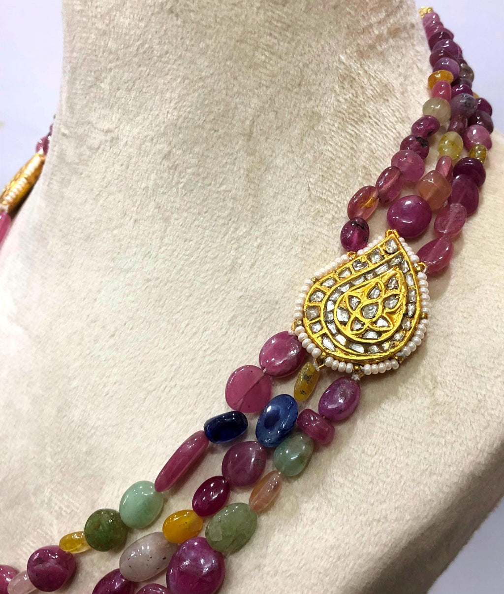 Maharaja Statement Necklace – 22KT Gold Plated Gemstone & Pearl Rani Haar
