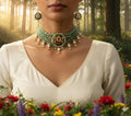 Emerald Pearl Choker Set – 22K Gold Plated Polki Indian Bridal Jewelry