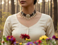 Ruby & Polki Diamond Choker - 22K Gold Plated Indian Bridal Necklace