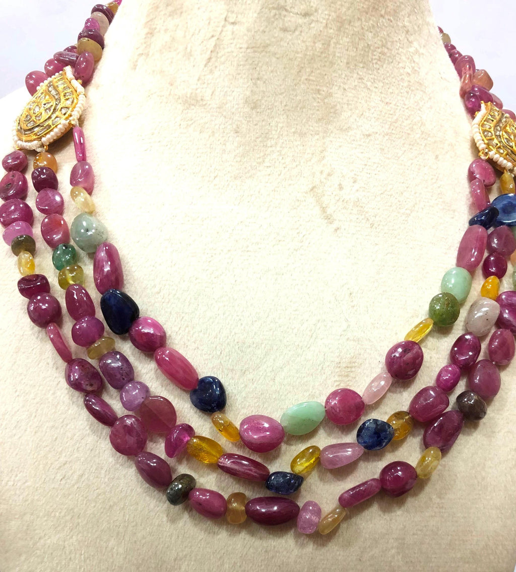Maharaja Statement Necklace – 22KT Gold Plated Gemstone & Pearl Rani Haar