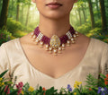 22K Gold Plated Ruby Choker – Polki Diamond Indian Bridal Necklace
