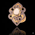 Exclusive Citrine & Diamond Polki Ring, 18k Gold,Sterling Silver Victorian Designing Ring