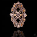 Victorian Rosecut Diamond Polki Ring, 18k Gold Sterling Silver, Jadau Artistry