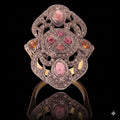 Yellow Sapphire and Ruby Polki Ring, 18k Gold & Sterling Silver Fashionable Victorian Statement Ring