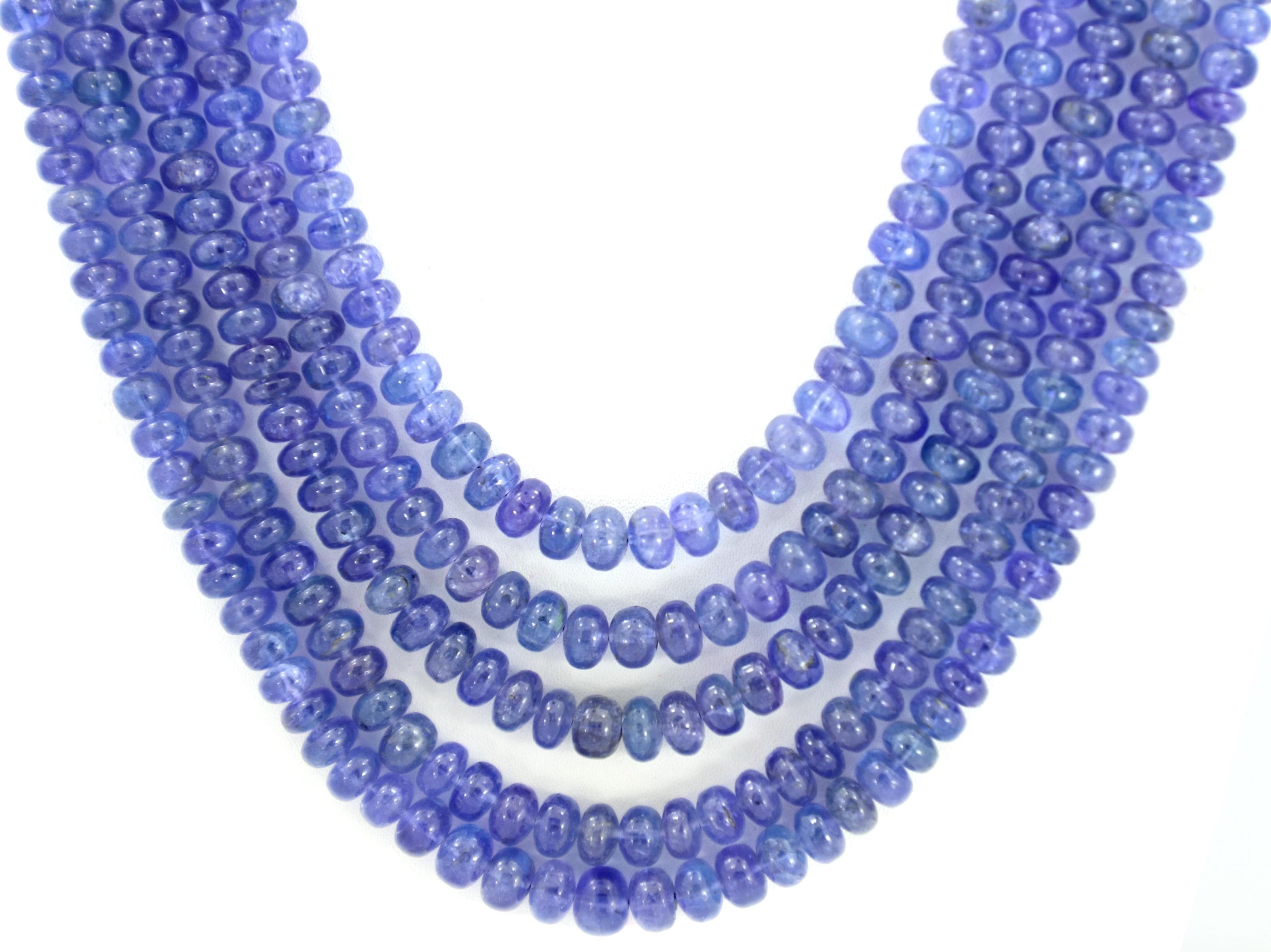 Natural Tanzanite Round Beads Strand, 657.4 Carat Blue Gemstone Jewellery Making (5-7mm)