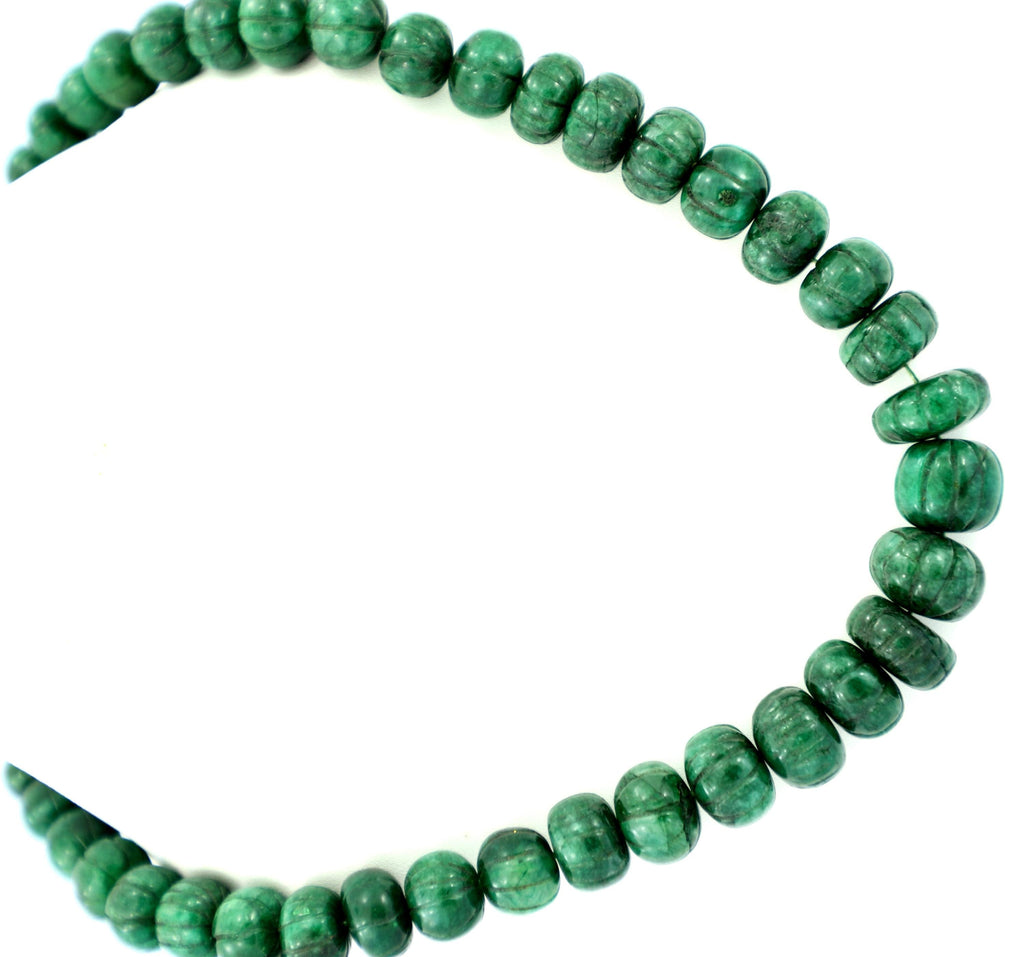 Natural Emerald Melon Cut Beads Strand, 477 Carat Gemstone Necklace 9-15mm for Jewelry Making