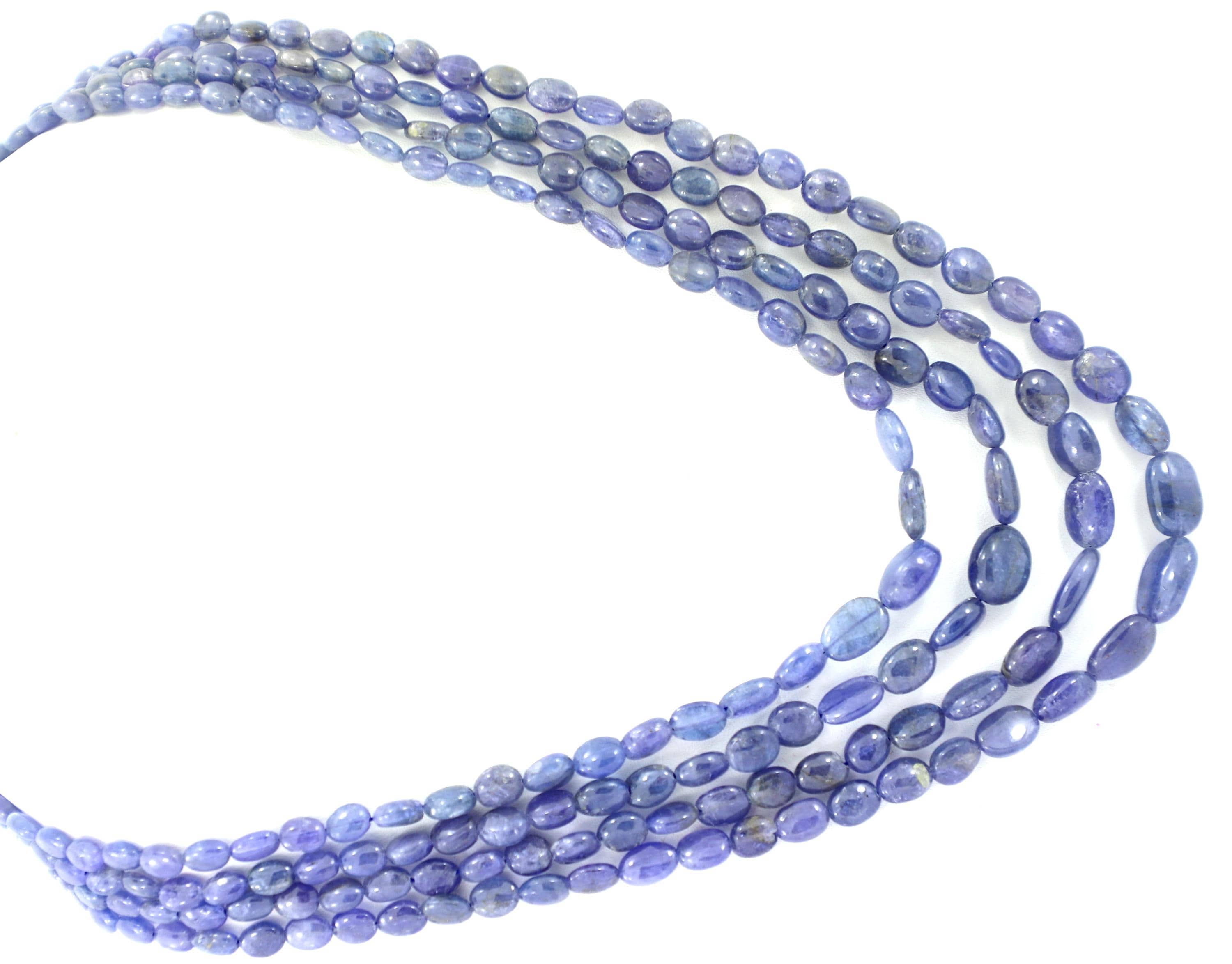 Natural Blue Sapphire Oval Beads Strand, 405 Carat Gemstone Necklace (4-10mm)