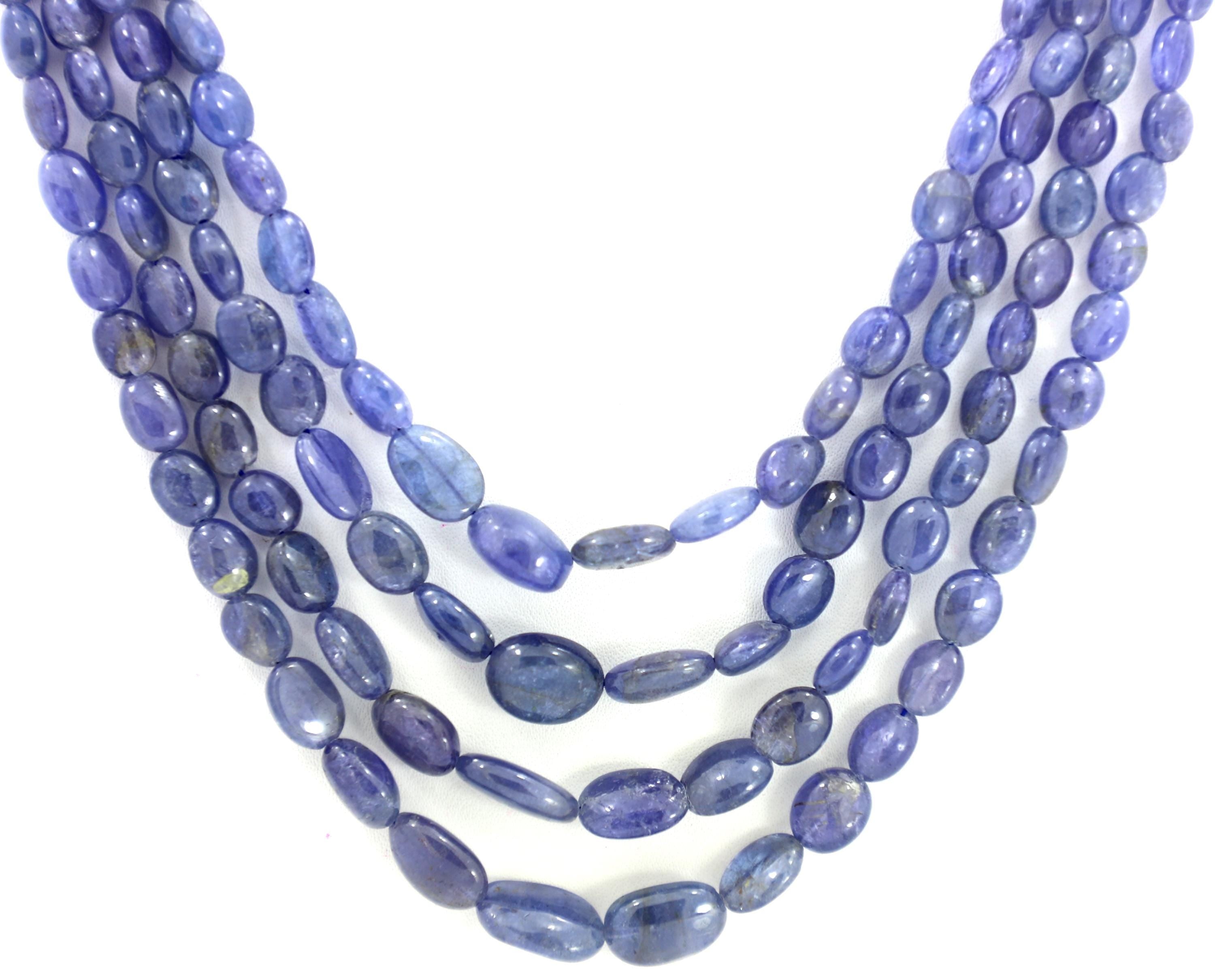 Natural Blue Sapphire Oval Beads Strand, 405 Carat Gemstone Necklace (4-10mm)