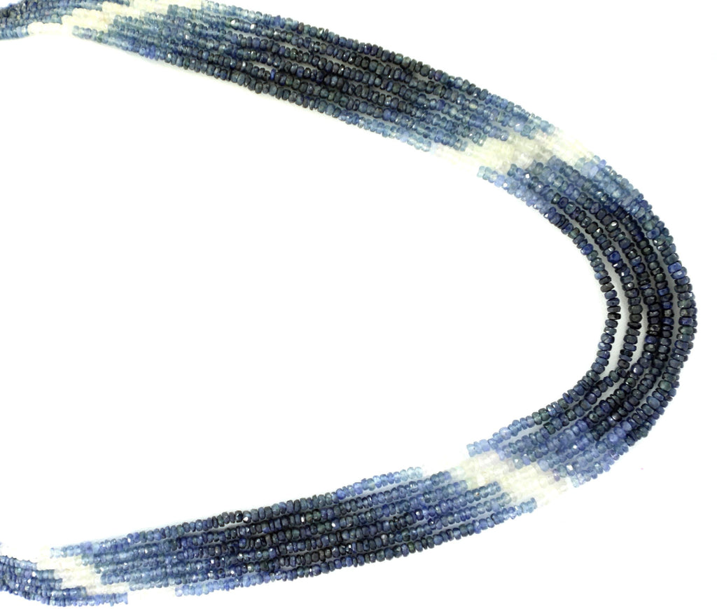 Natural Blue Sapphire Faceted Beads Strand, 228 Carat Gemstone Necklace (2mm)