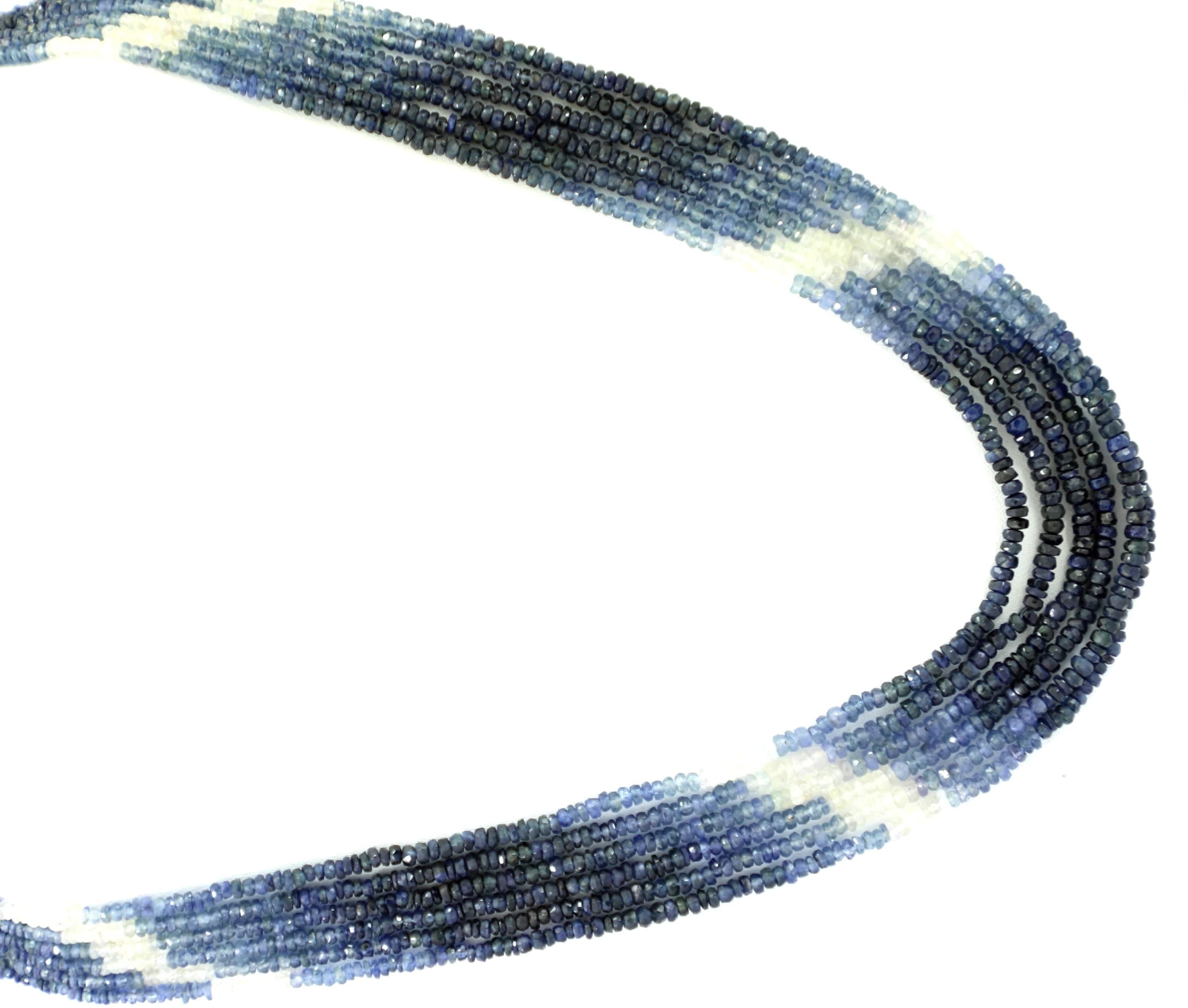 Natural Blue Sapphire Faceted Beads Strand, 228 Carat Gemstone Necklace (2mm)
