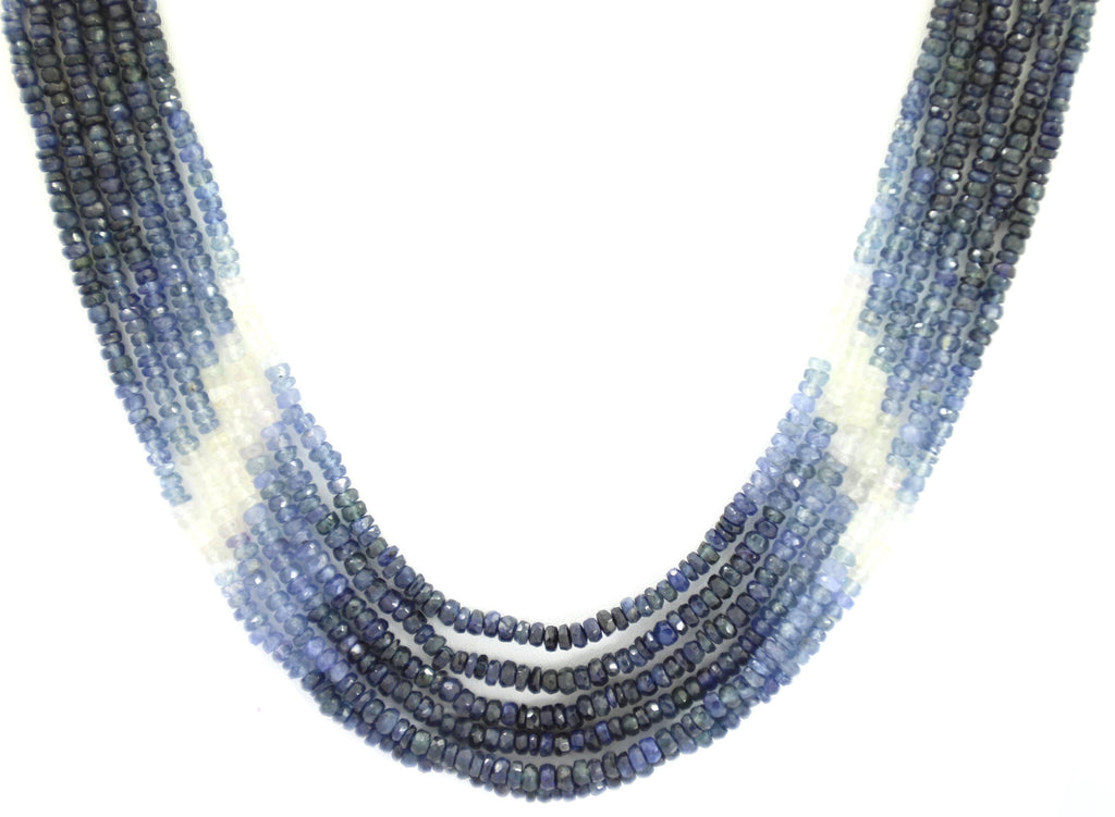 Natural Blue Sapphire Faceted Beads Strand, 228 Carat Gemstone Necklace (2mm)