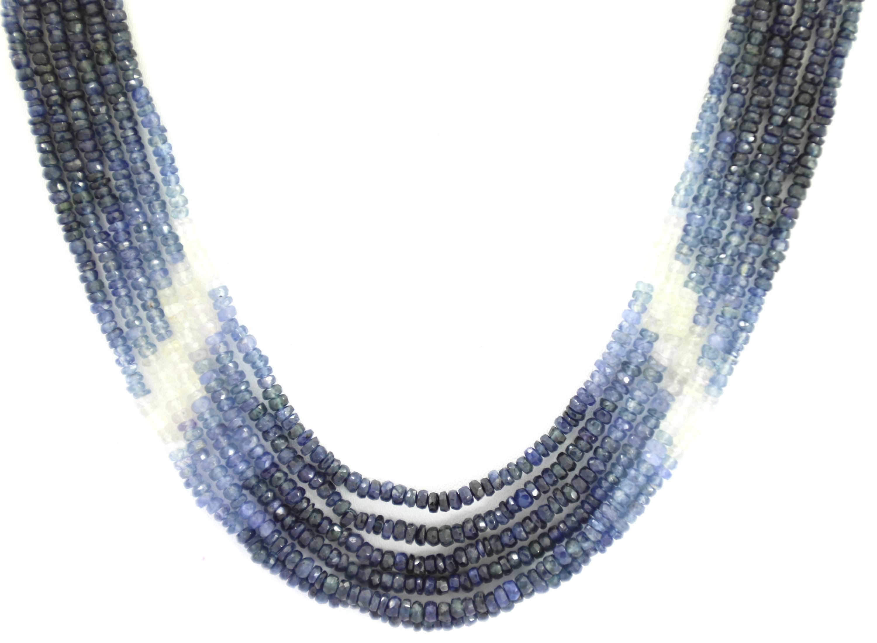 Natural Blue Sapphire Faceted Beads Strand, 228 Carat Gemstone Necklace (2mm)
