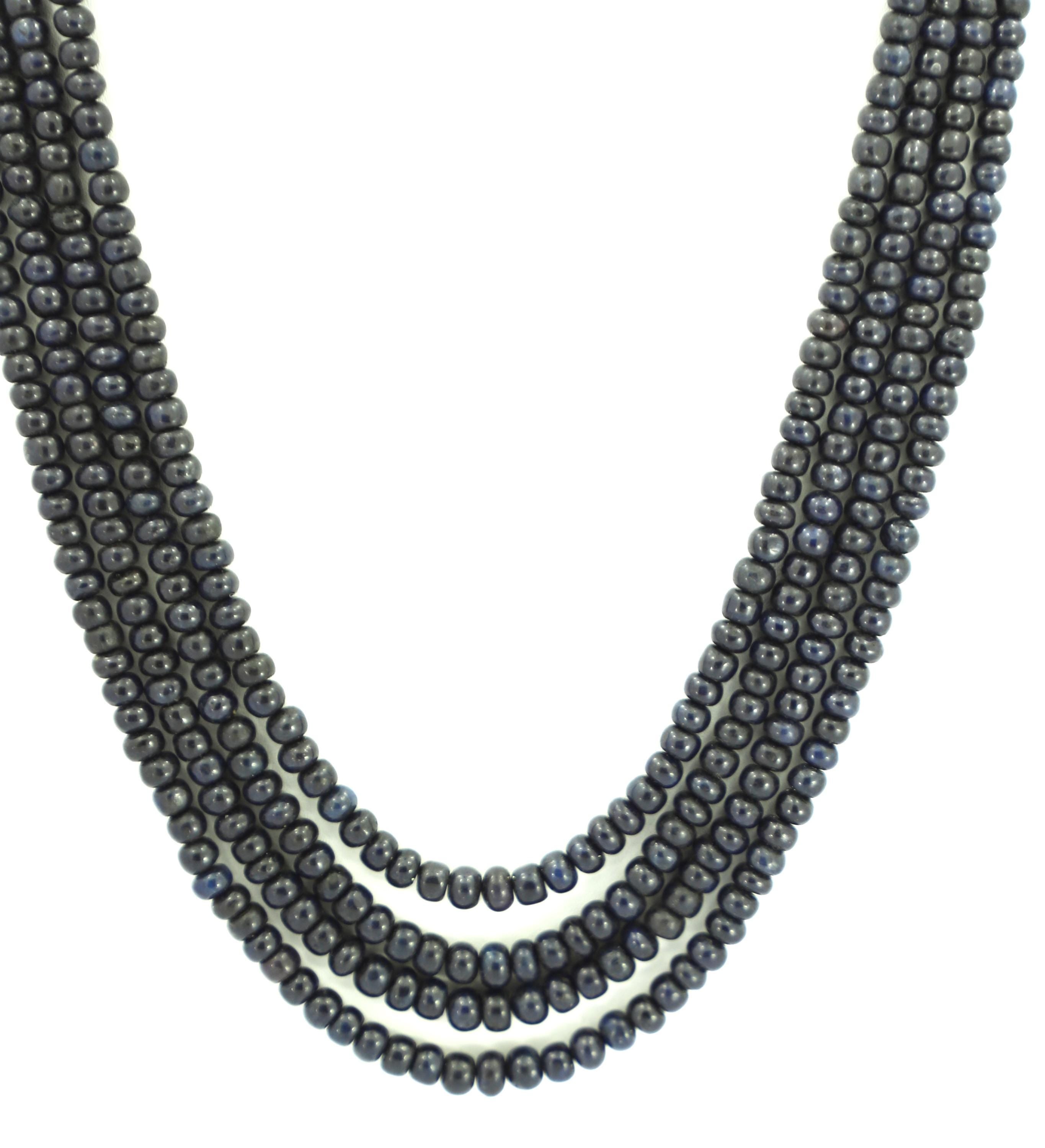 Natural Blue Sapphire Tyre Beads Strand, 655 Carat Gemstone Necklace 4mm-6mm (Jewelry Making)