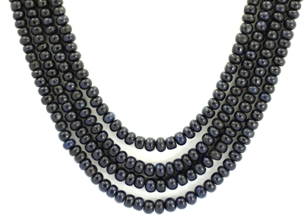 Natural Blue Sapphire Tyre Beads Strand, 655 Carat Gemstone Necklace 4mm-6mm (Jewelry Making)