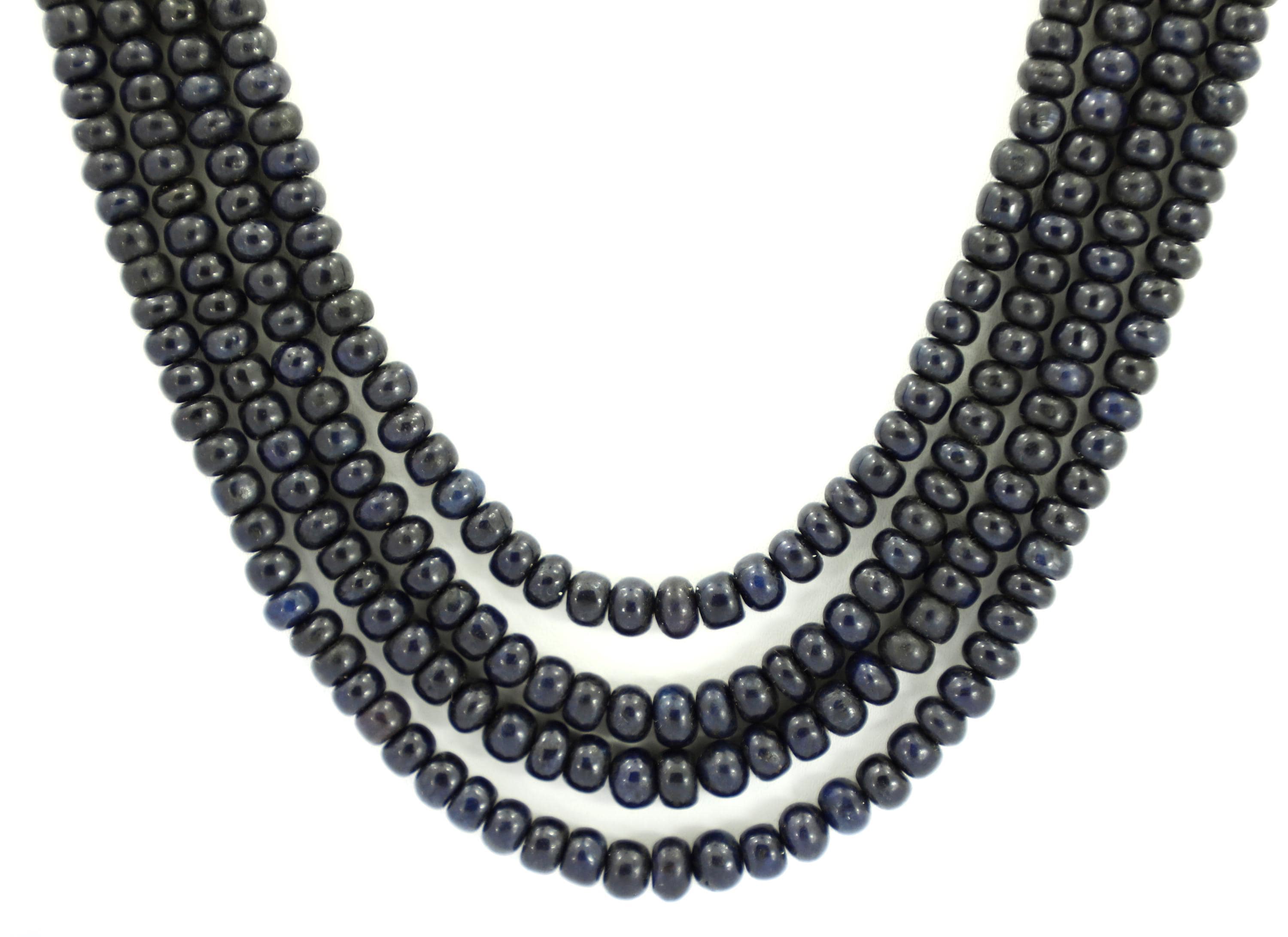 Natural Blue Sapphire Tyre Beads Strand, 655 Carat Gemstone Necklace 4mm-6mm (Jewelry Making)