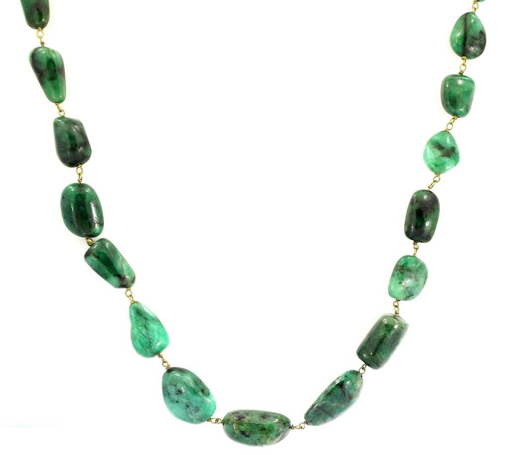 Natural Emerald Tumble Beads Strand, 298 Carat Green Gemstone Necklace (4mm-13mm)