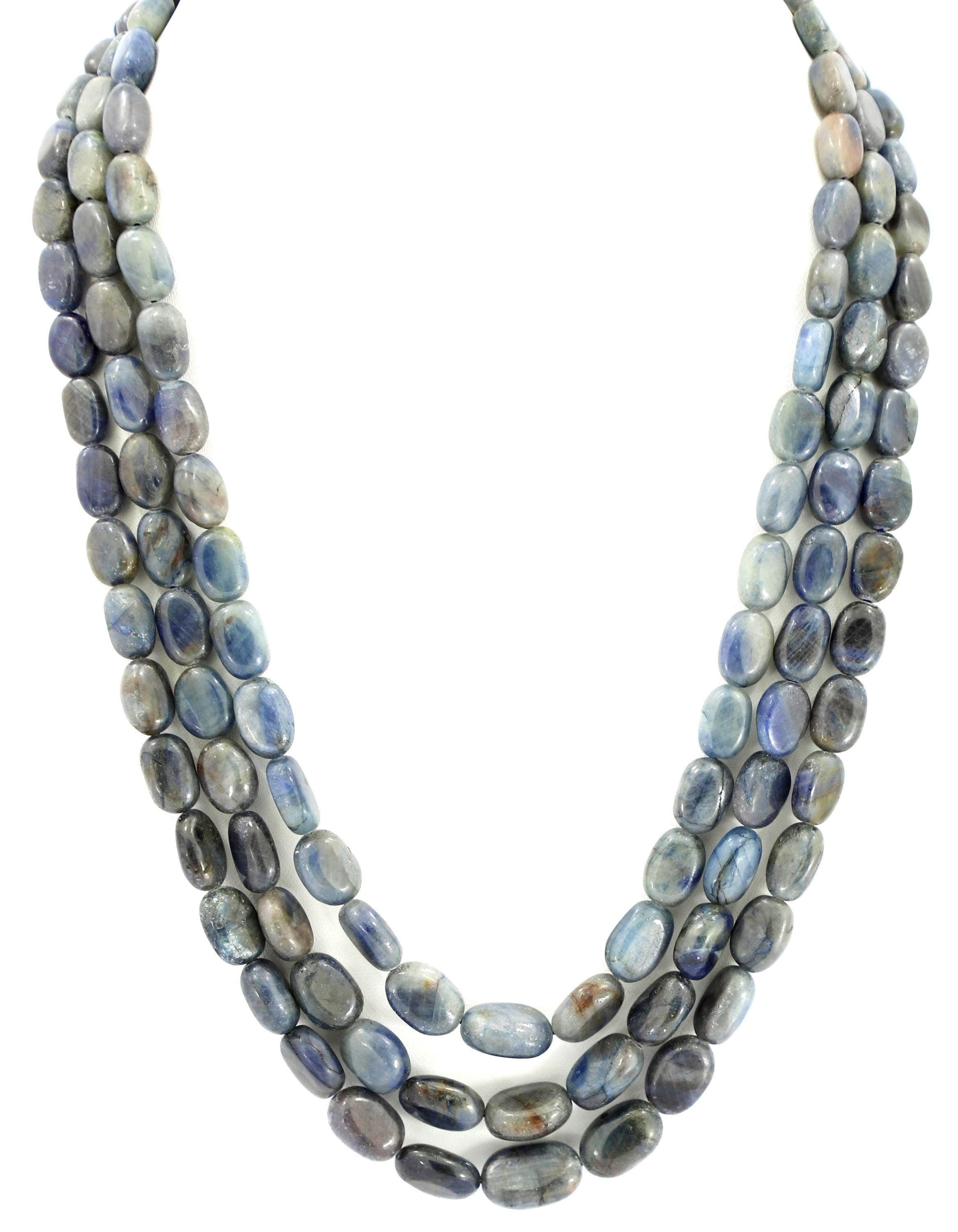 Natural Blue Sapphire Oval Beads Strand, 825 Carat Gemstone Necklace 6mm-11mm