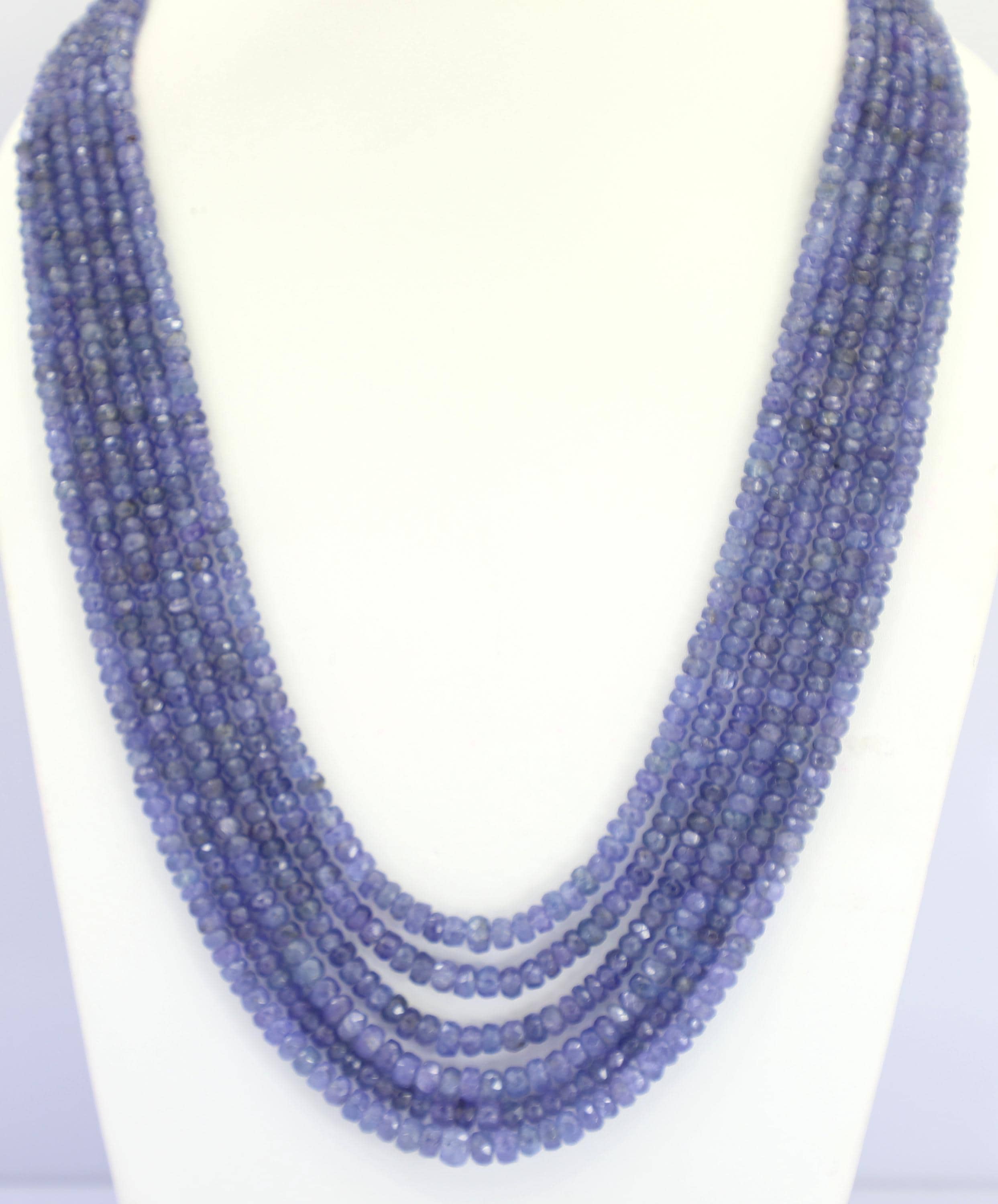 Natural Tanzanite Faceted Beads Strand, 499 Carat Blue Gemstone (3mm-6mm)