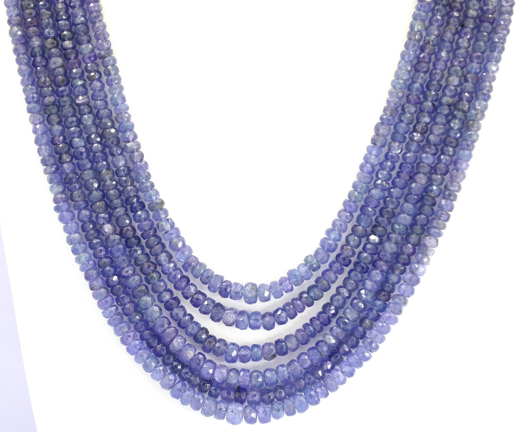 Natural Tanzanite Faceted Beads Strand, 499 Carat Blue Gemstone (3mm-6mm)