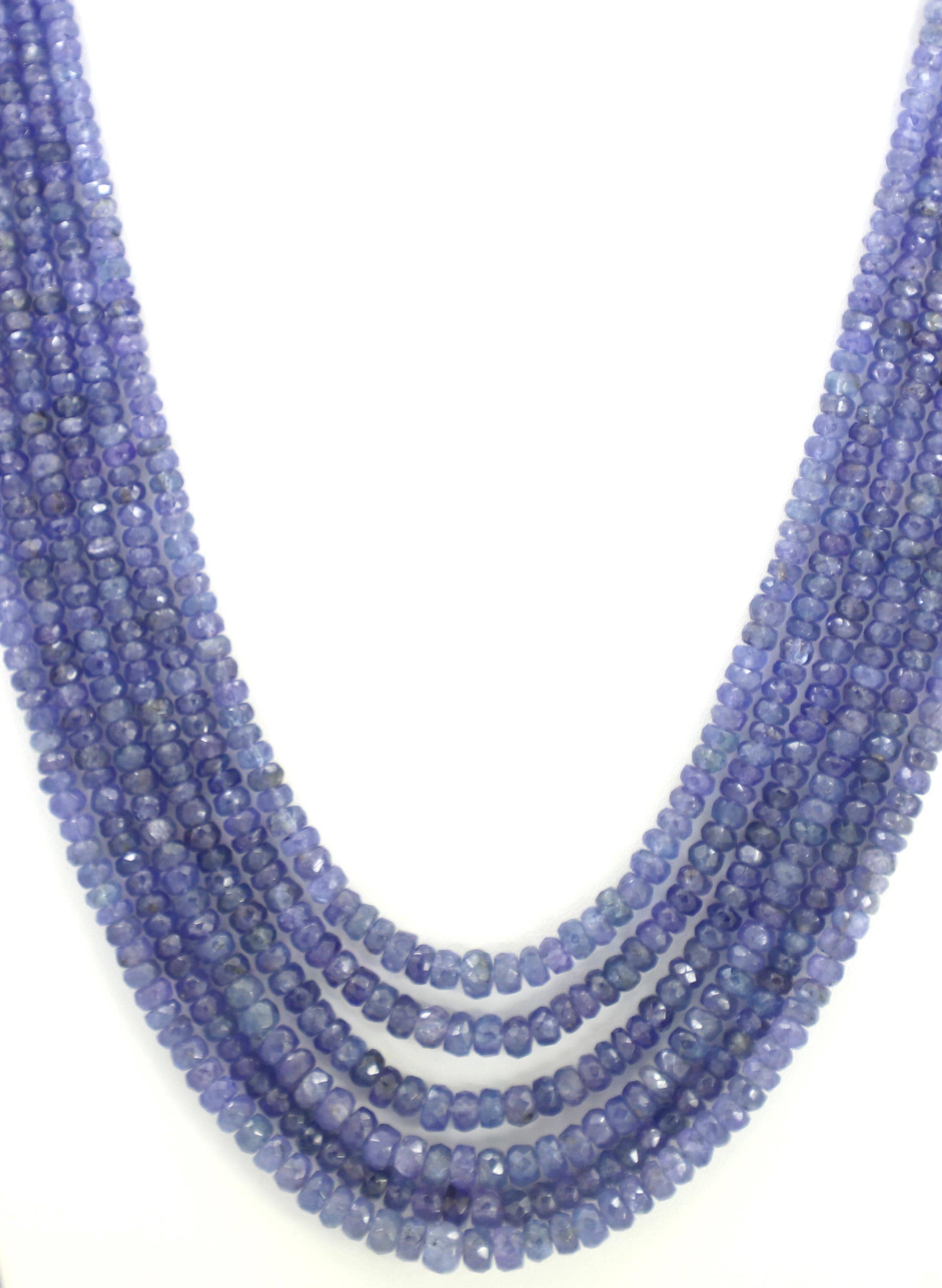 Natural Tanzanite Faceted Beads Strand, 499 Carat Blue Gemstone (3mm-6mm)