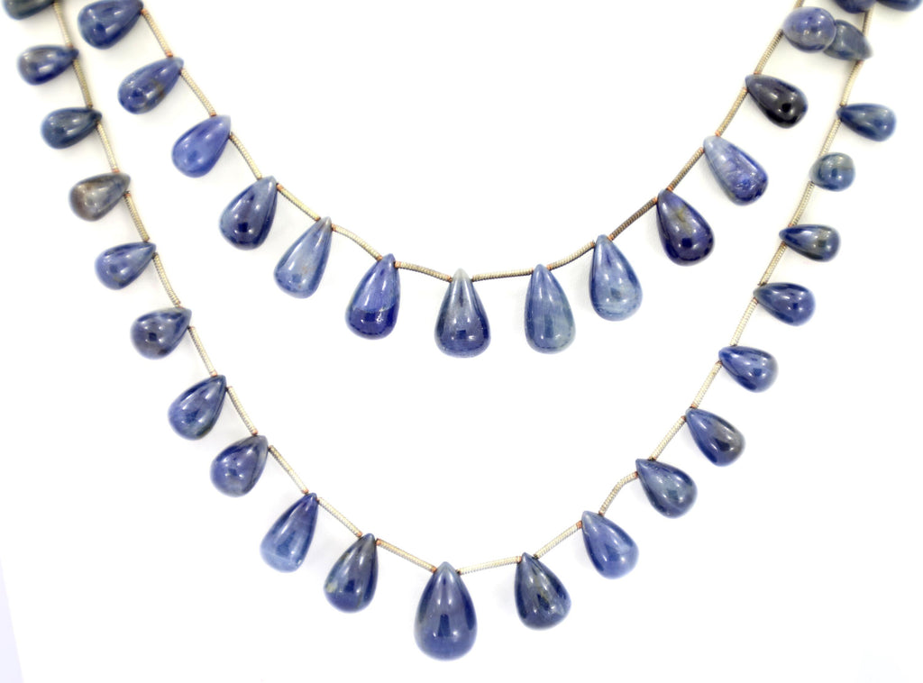 Natural Blue Sapphire Drop Beads Strand, 4mm-10mm Gemstone Jewelry Making Supply