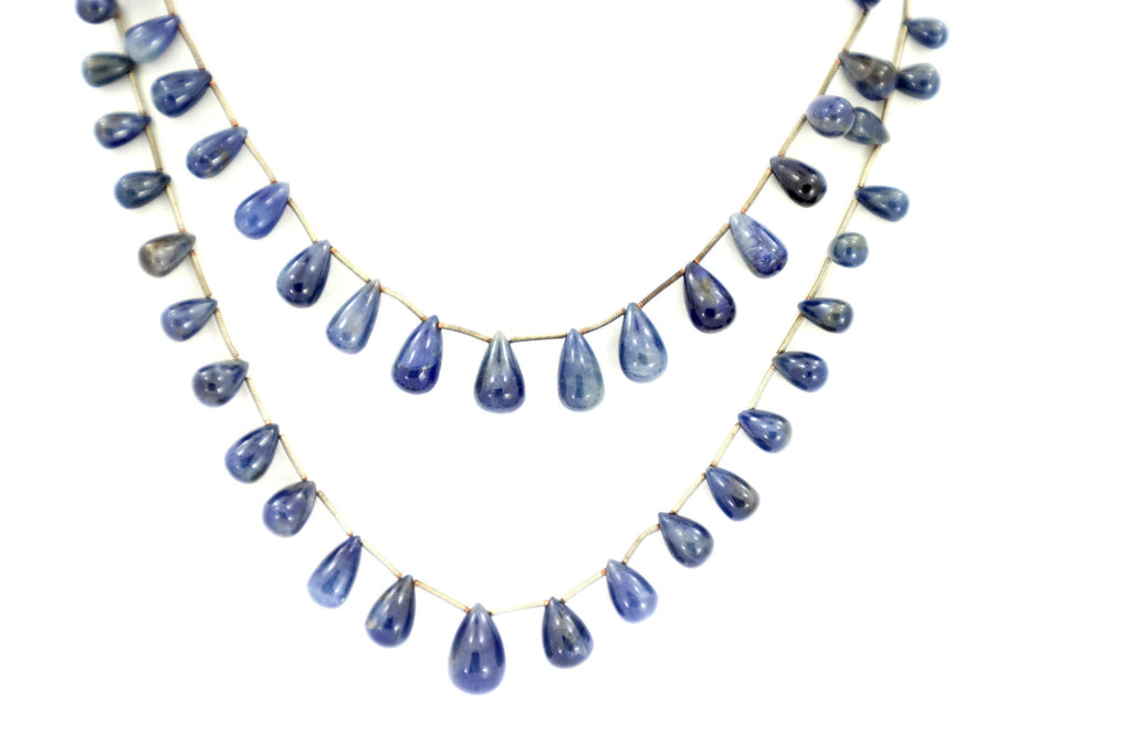 Natural Blue Sapphire Drop Beads Strand, 4mm-10mm Gemstone Jewelry Making Supply