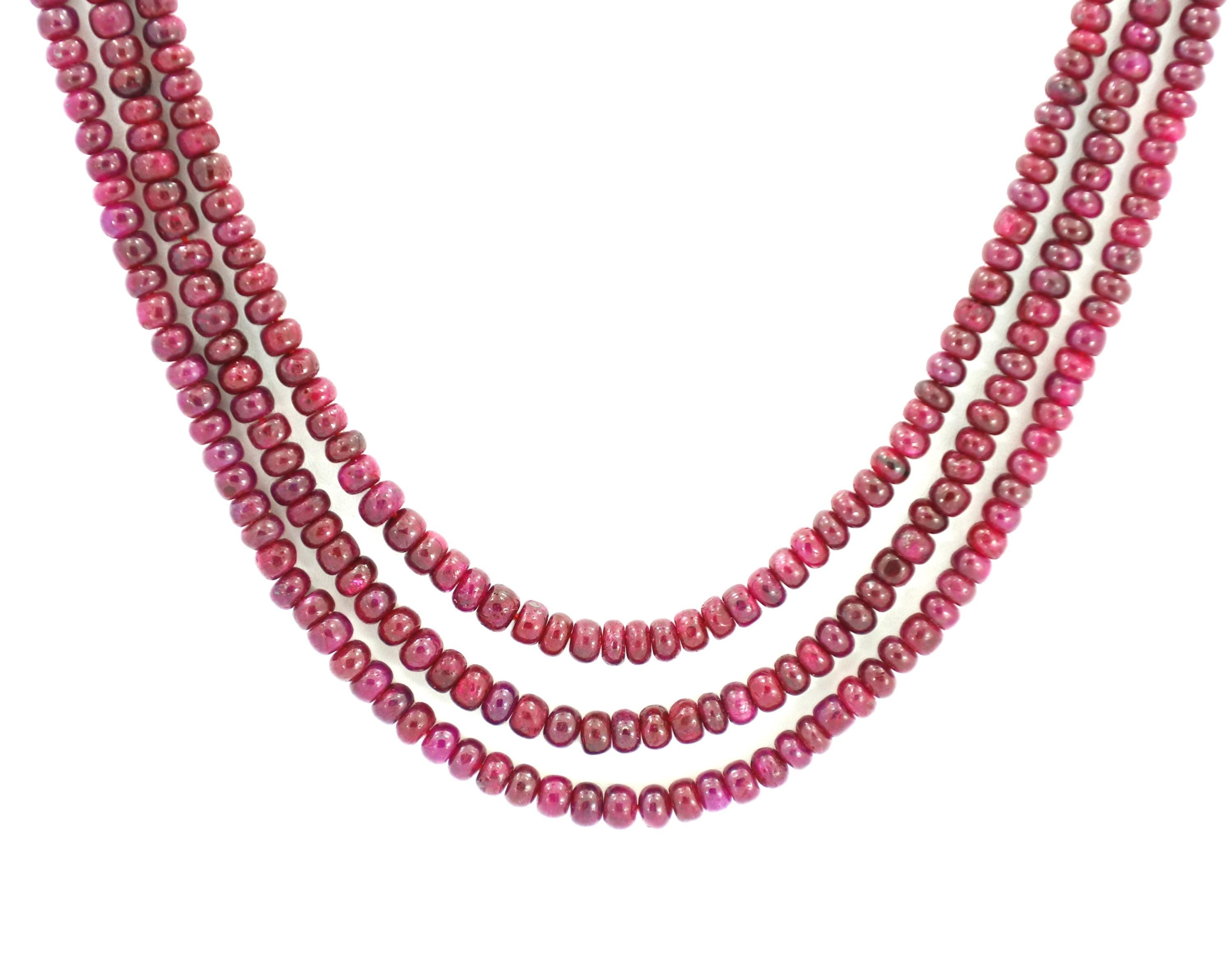 Natural Ruby Round Beads Strand, 300 Carat Gemstone Necklace 3-5mm for Jewelry Making