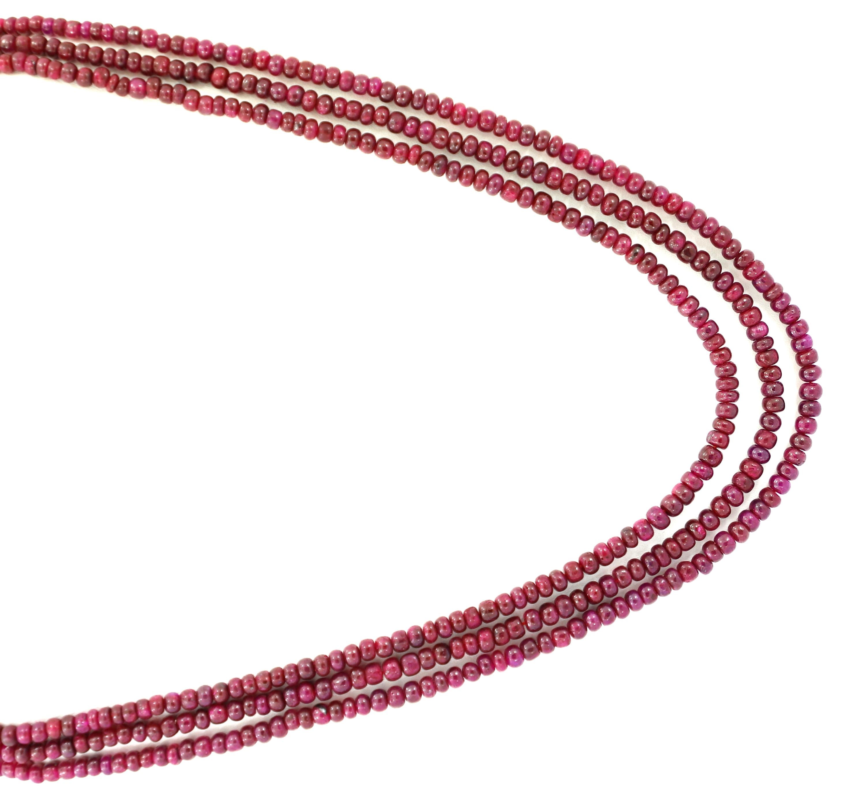 Natural Ruby Round Beads Strand, 300 Carat Gemstone Necklace 3-5mm for Jewelry Making