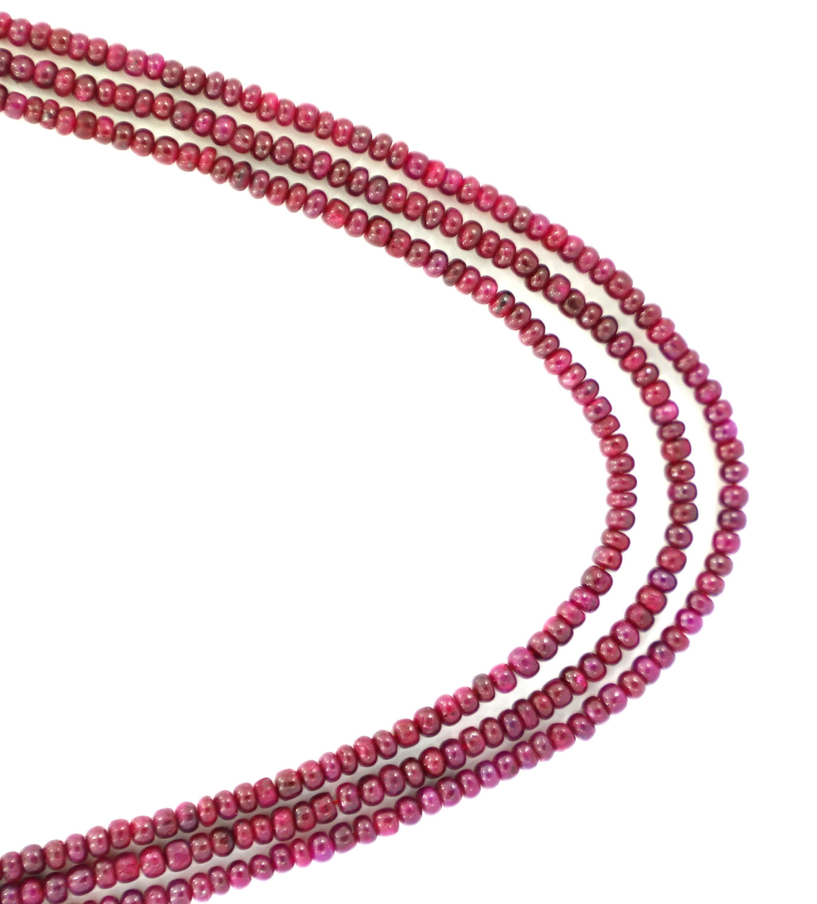 Natural Ruby Round Beads Strand, 300 Carat Gemstone Necklace 3-5mm for Jewelry Making