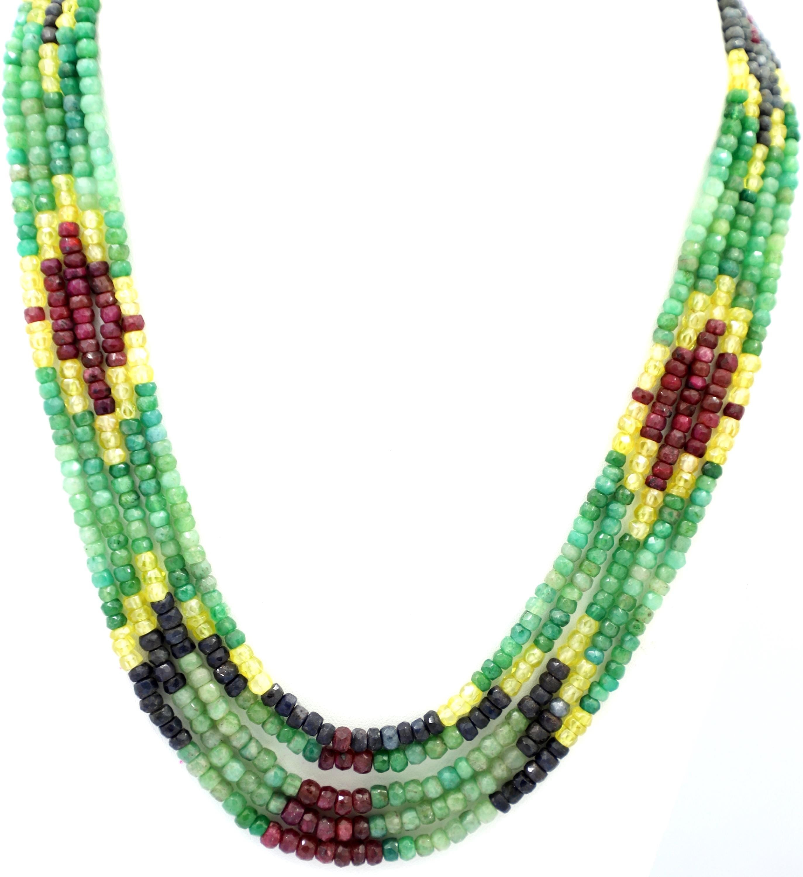 Natural Multi Precious Gemstone Beads Strand, 398 Carat, 3-5mm Jewelry Making Supply