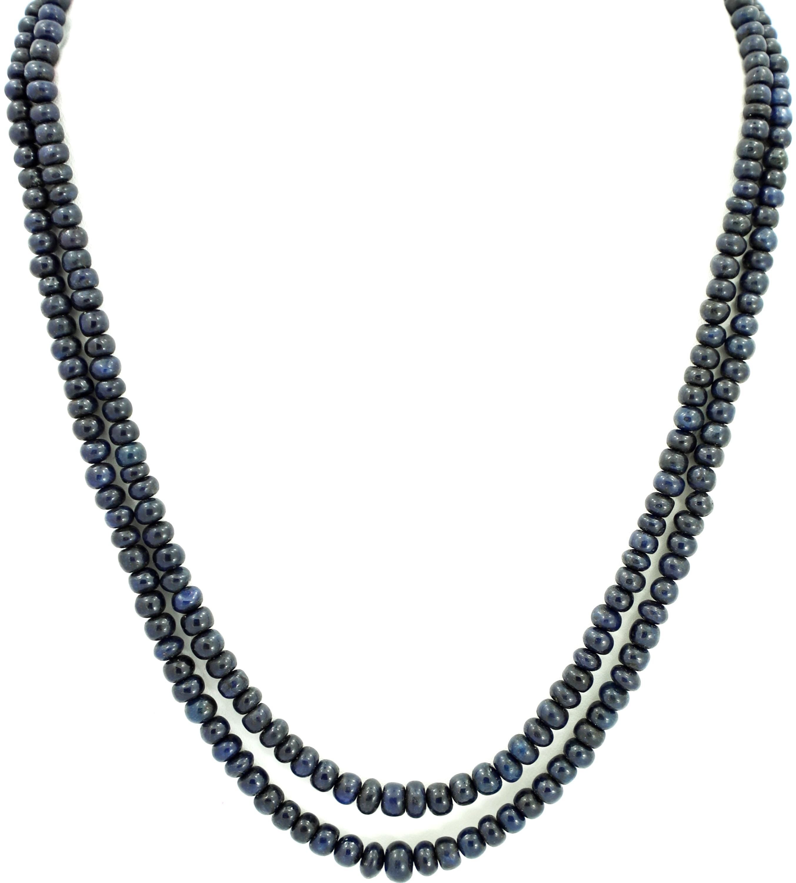 Natural Blue Sapphire Round Beads Strand, 340 Carat Gemstone Necklace 5mm-7mm