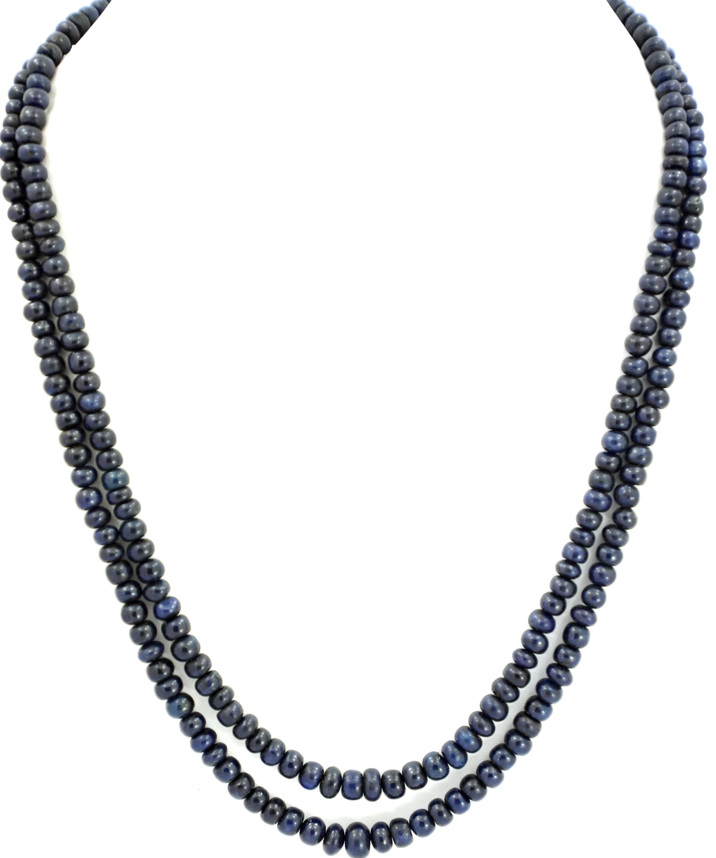 Natural Blue Sapphire Round Beads Strand, 340 Carat Gemstone Necklace 5mm-7mm