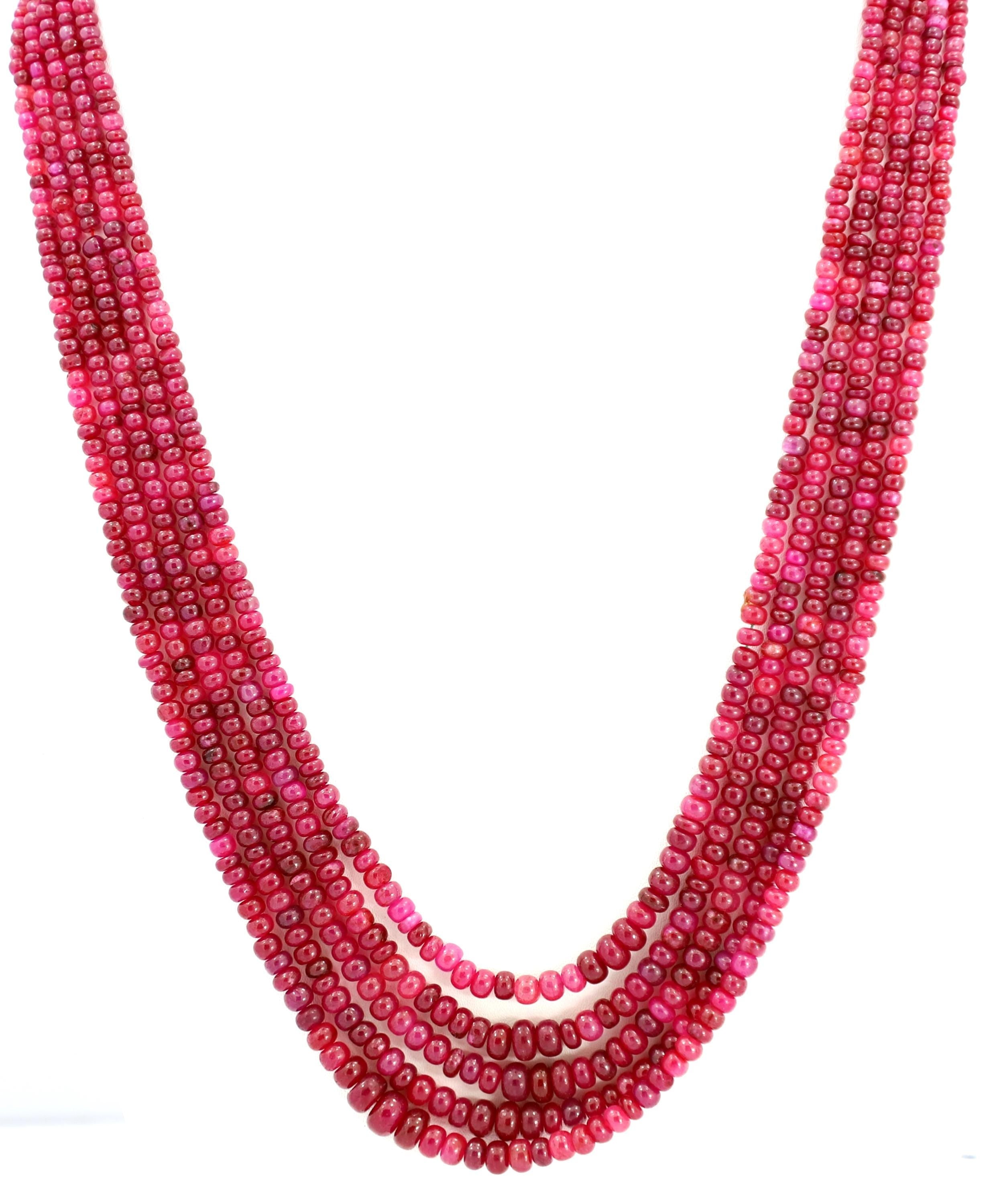 Natural Ruby Round Beads Strand, 415 Carat Gemstone Necklace, 2mm-7mm Jewelry Making