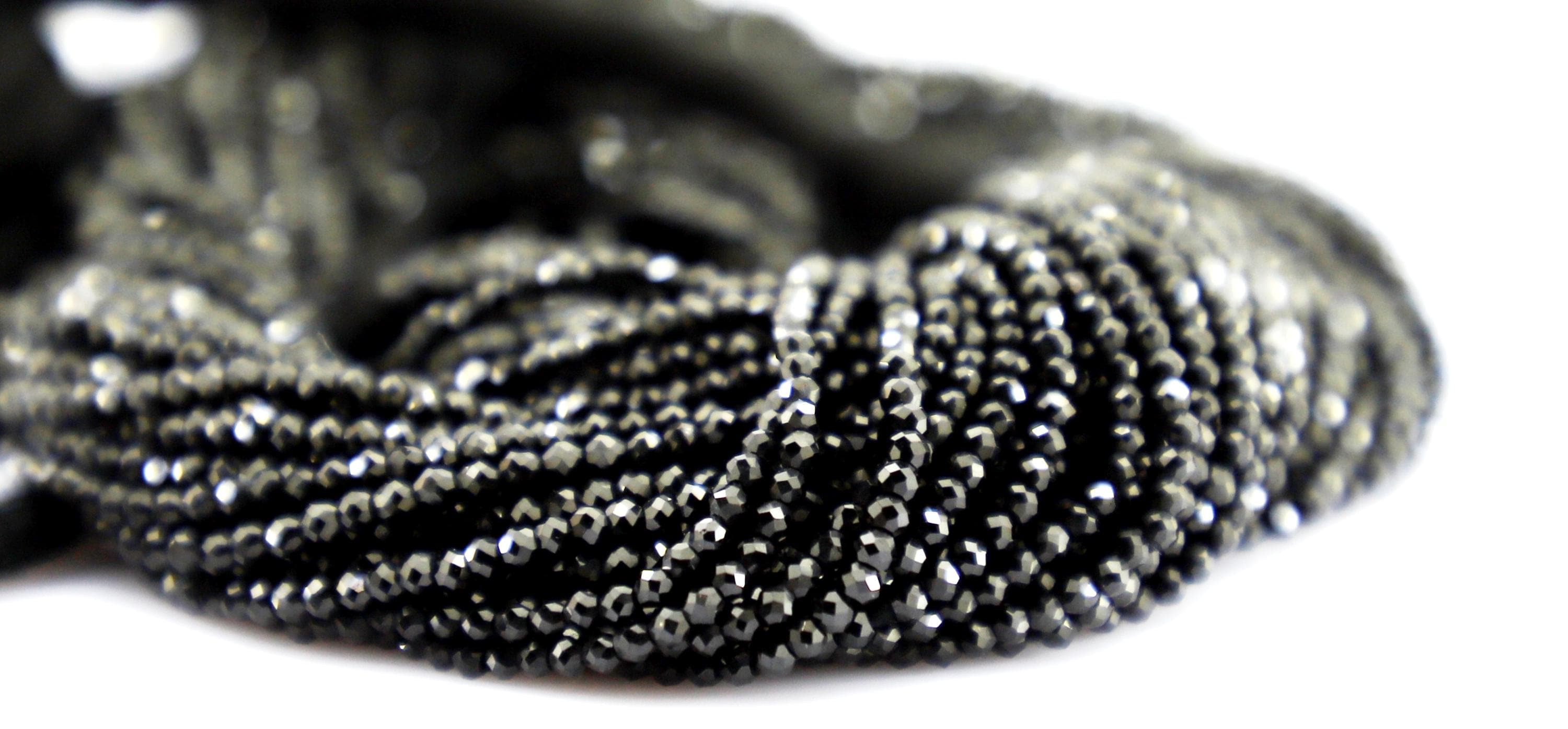Natural Black Spinel Faceted Round Beads, 2mm Gemstone Strand for Jewelry Making