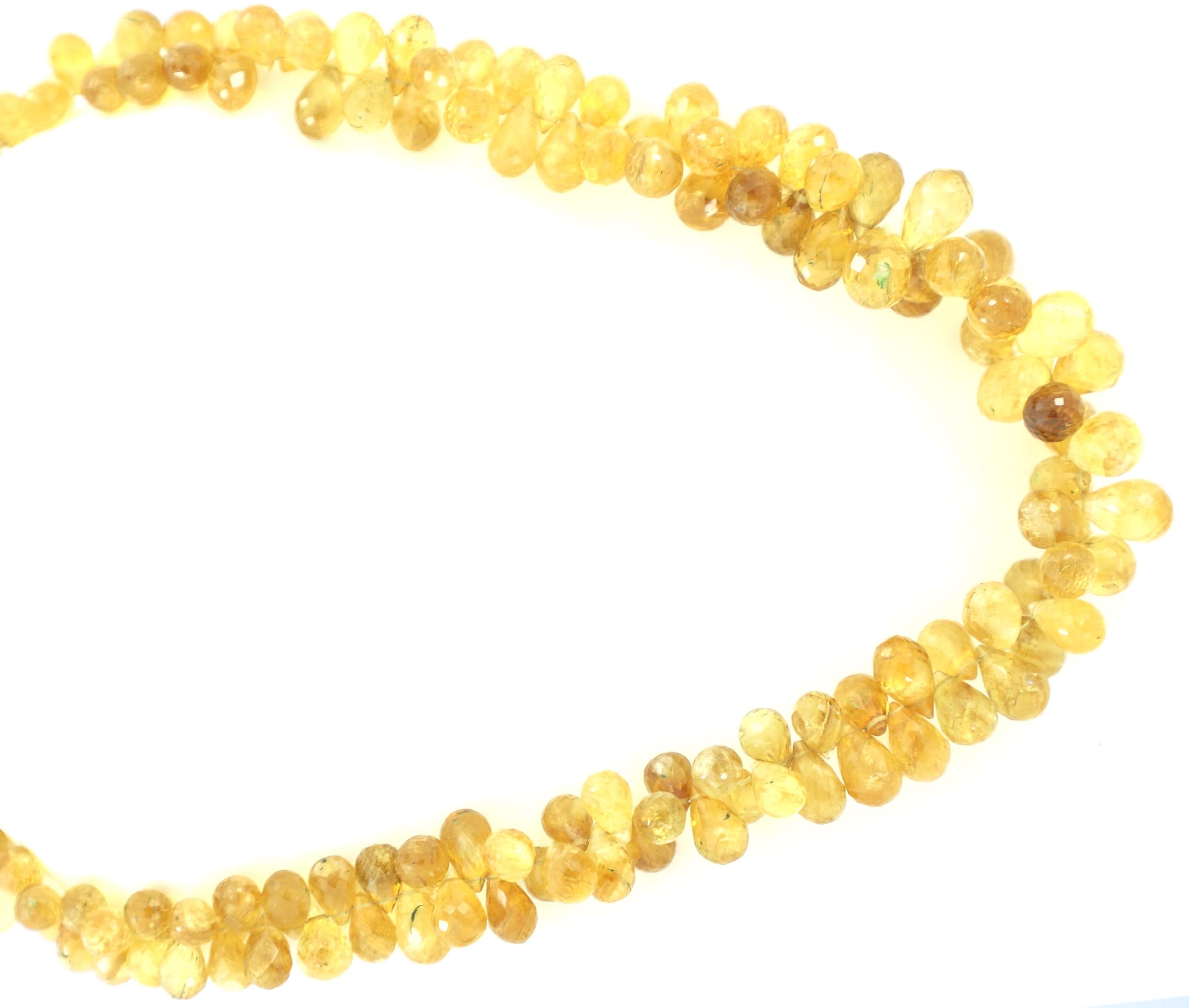 Natural Citrine Faceted Drop Beads Strand, 6-10mm Gemstone Jewelry Making Supply