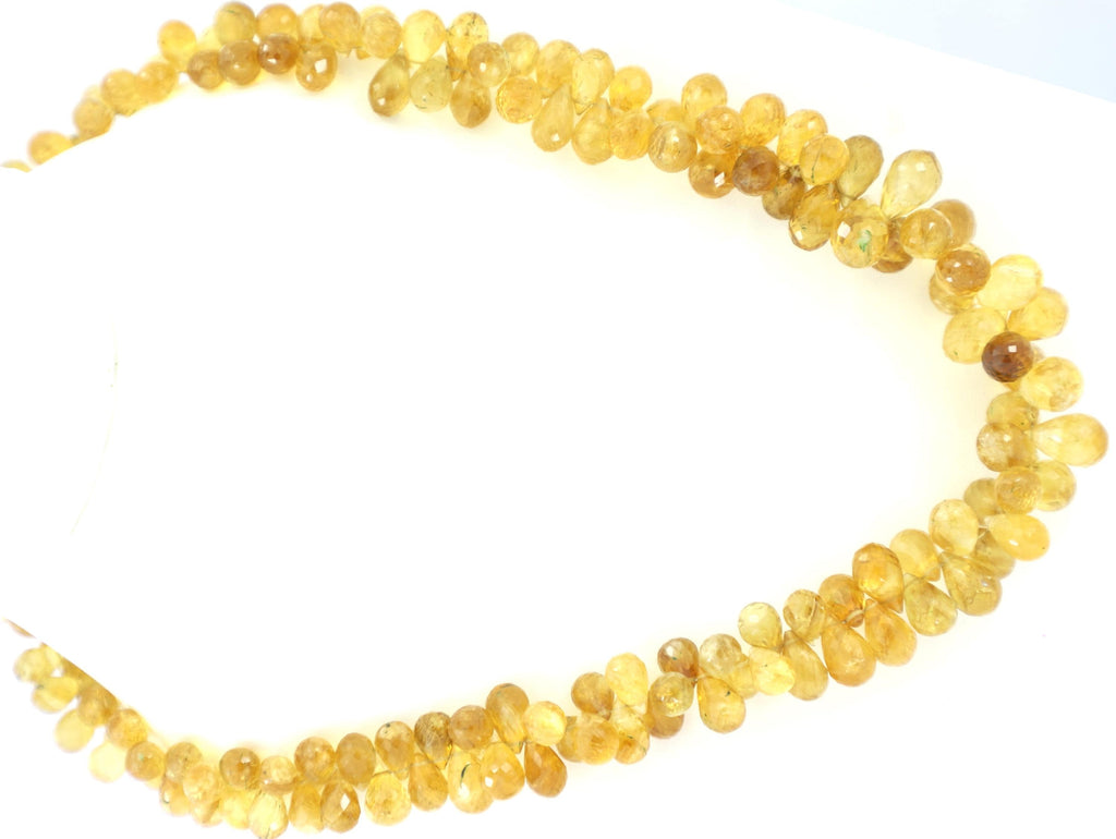 Natural Citrine Faceted Drop Beads Strand, 6-10mm Gemstone Jewelry Making Supply