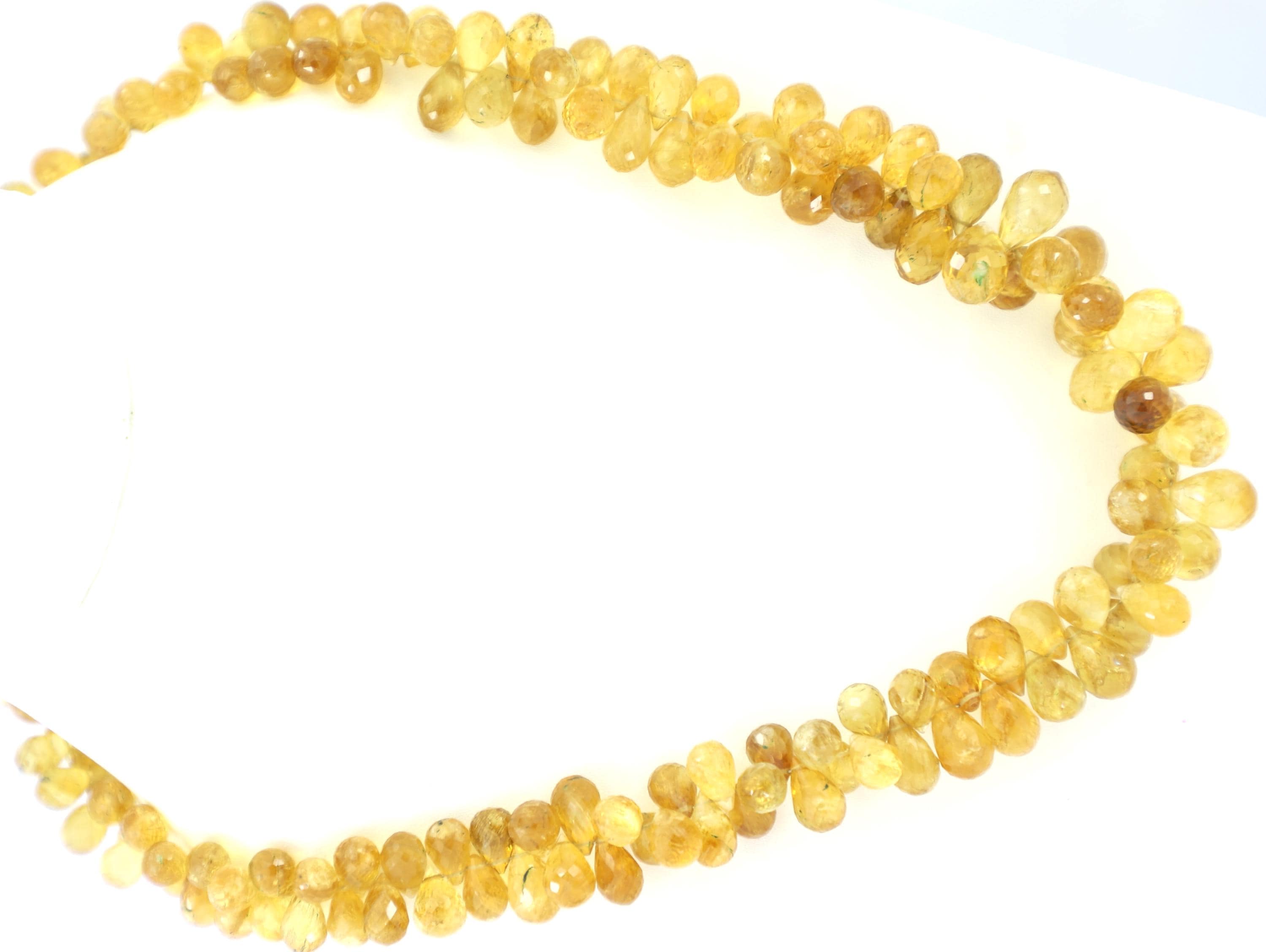 Natural Citrine Faceted Drop Beads Strand, 6-10mm Gemstone Jewelry Making Supply