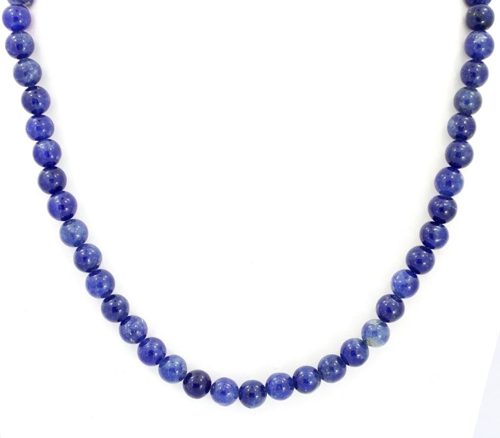 Natural Blue Sapphire Round Beads Strand, 8mm Gemstone Necklace for Jewelry Making