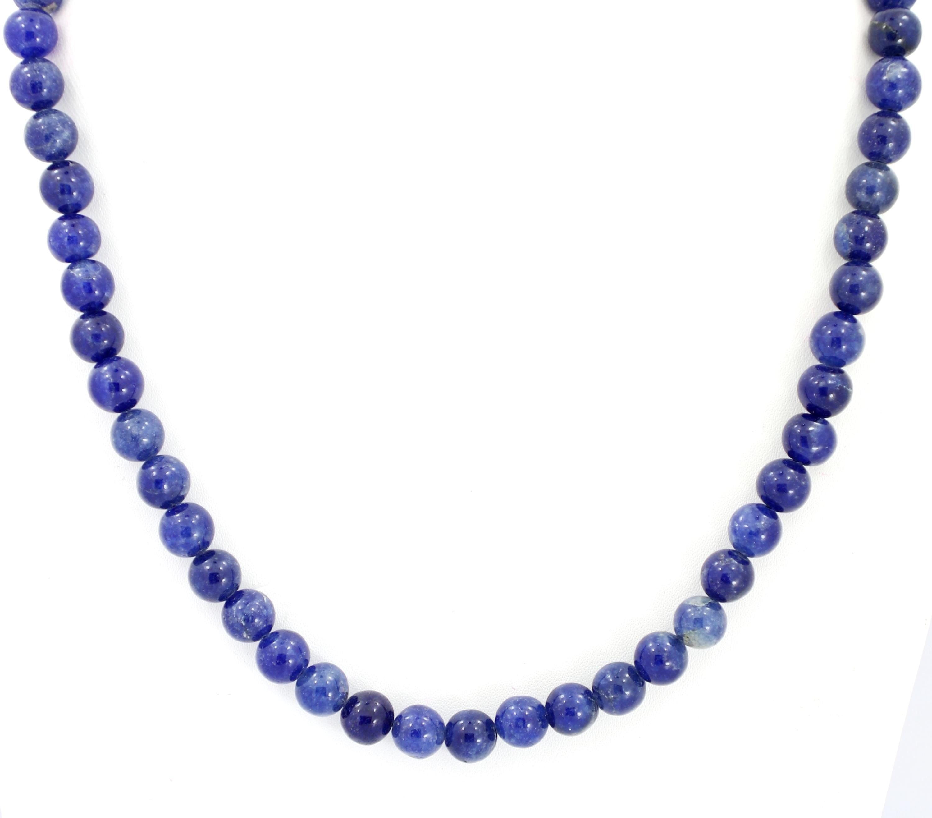 Natural Blue Sapphire Round Beads Strand, 8mm Gemstone Necklace for Jewelry Making