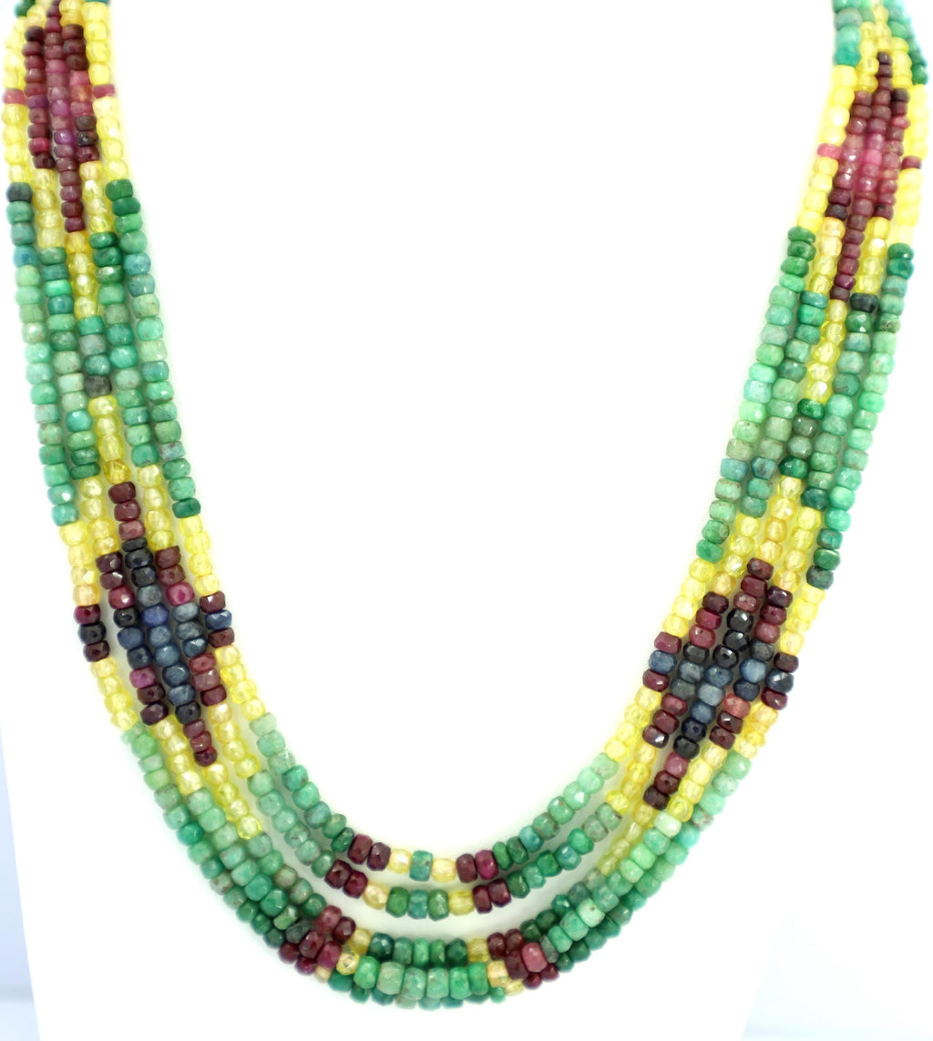 Natural Multi Precious Gemstone Beads Strand, 488.7 Carat, 3mm-5mm Jewelry Making Supply
