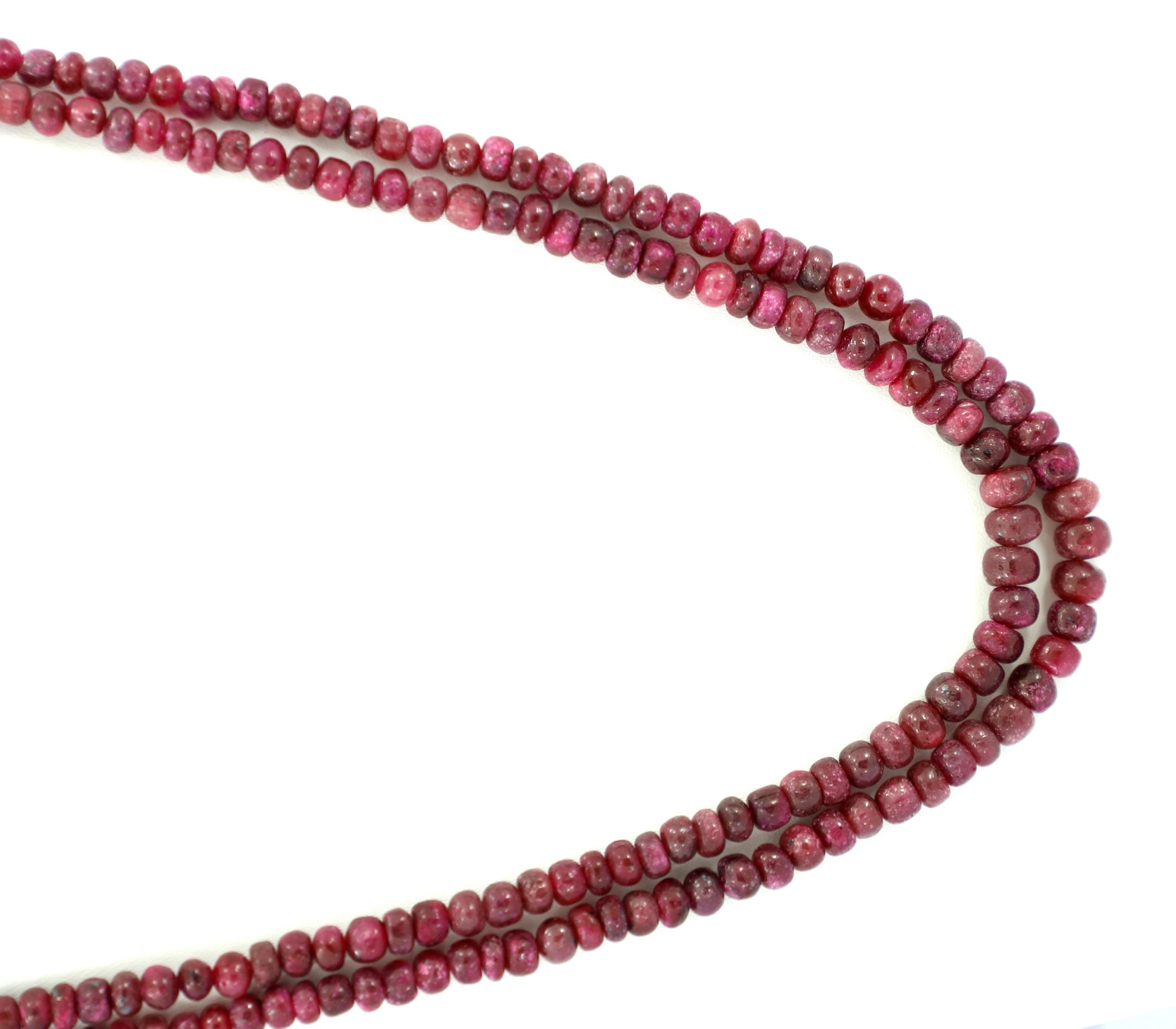 Natural Ruby Round Beads Strand, 413 Carat Genuine Red Gemstone Necklace 4mm-8mm