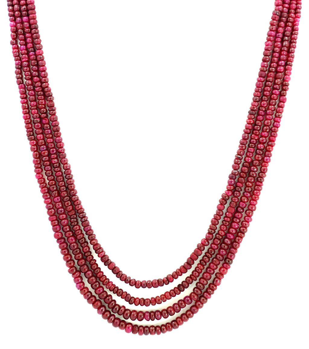 Natural Ruby Round Beads Strand, 3mm-5mm, 332 Carat Gemstone Necklace