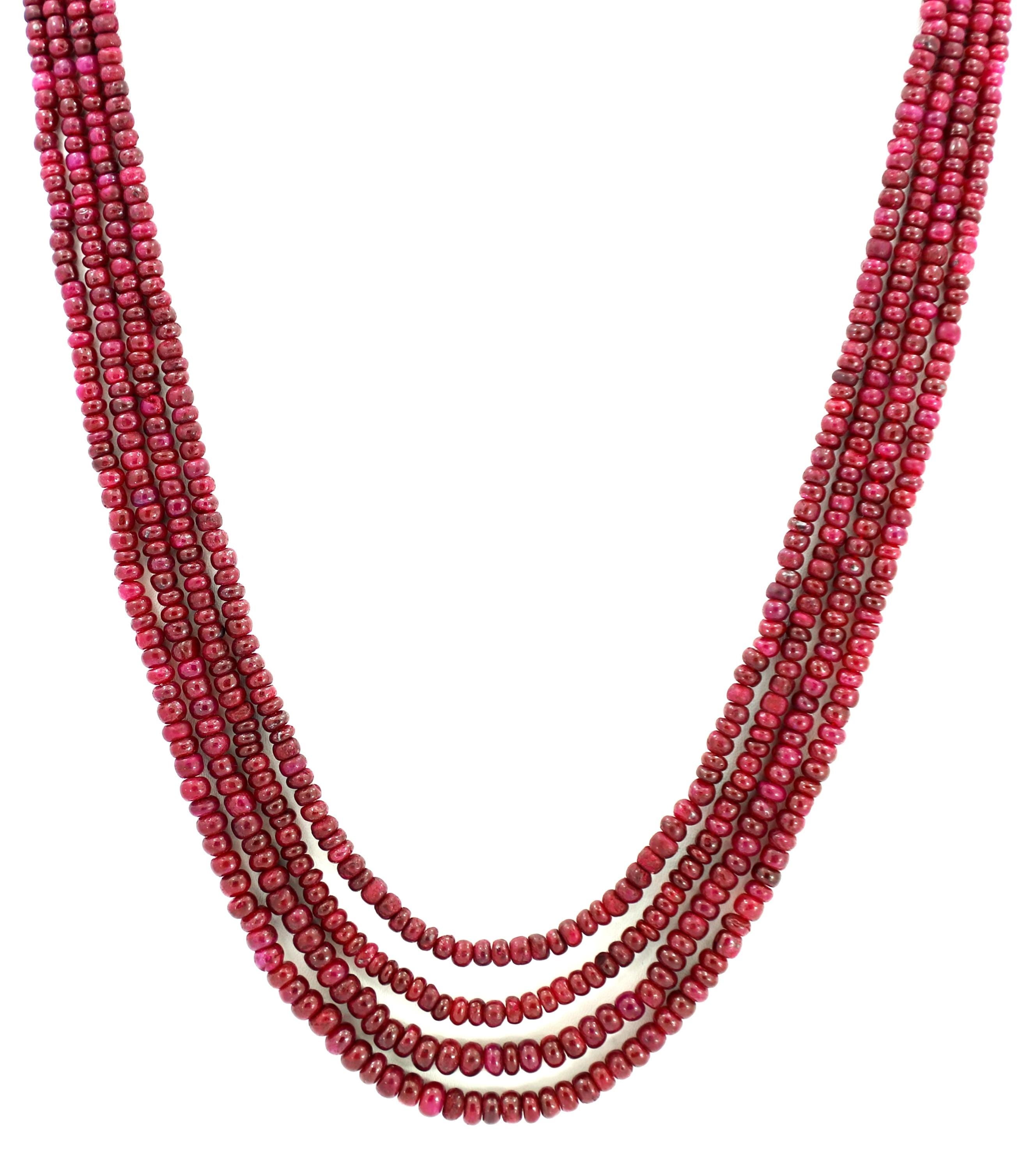 Natural Ruby Round Beads Strand, 3mm-5mm, 332 Carat Gemstone Necklace