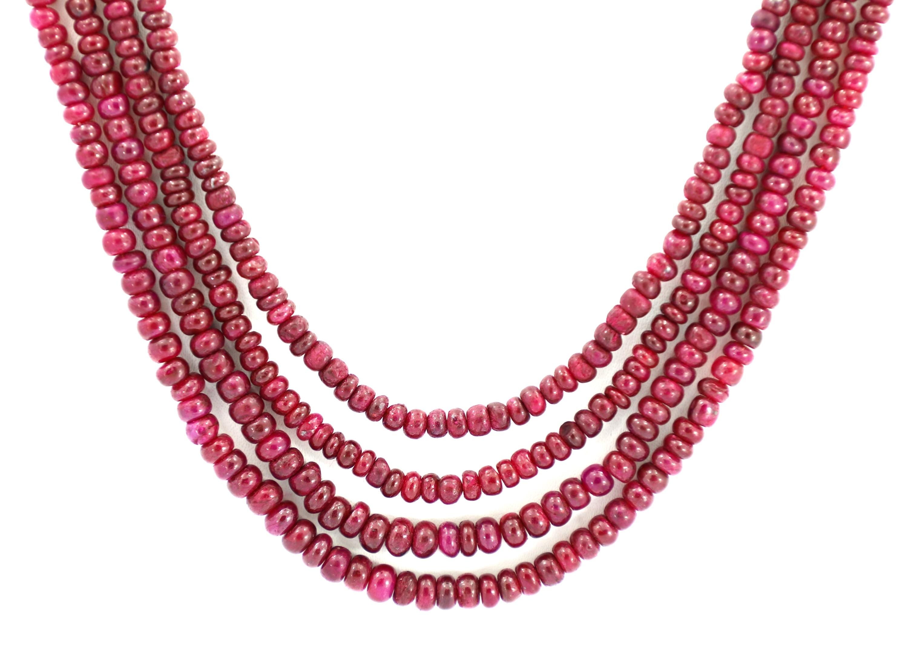Natural Ruby Round Beads Strand, 3mm-5mm, 332 Carat Gemstone Necklace
