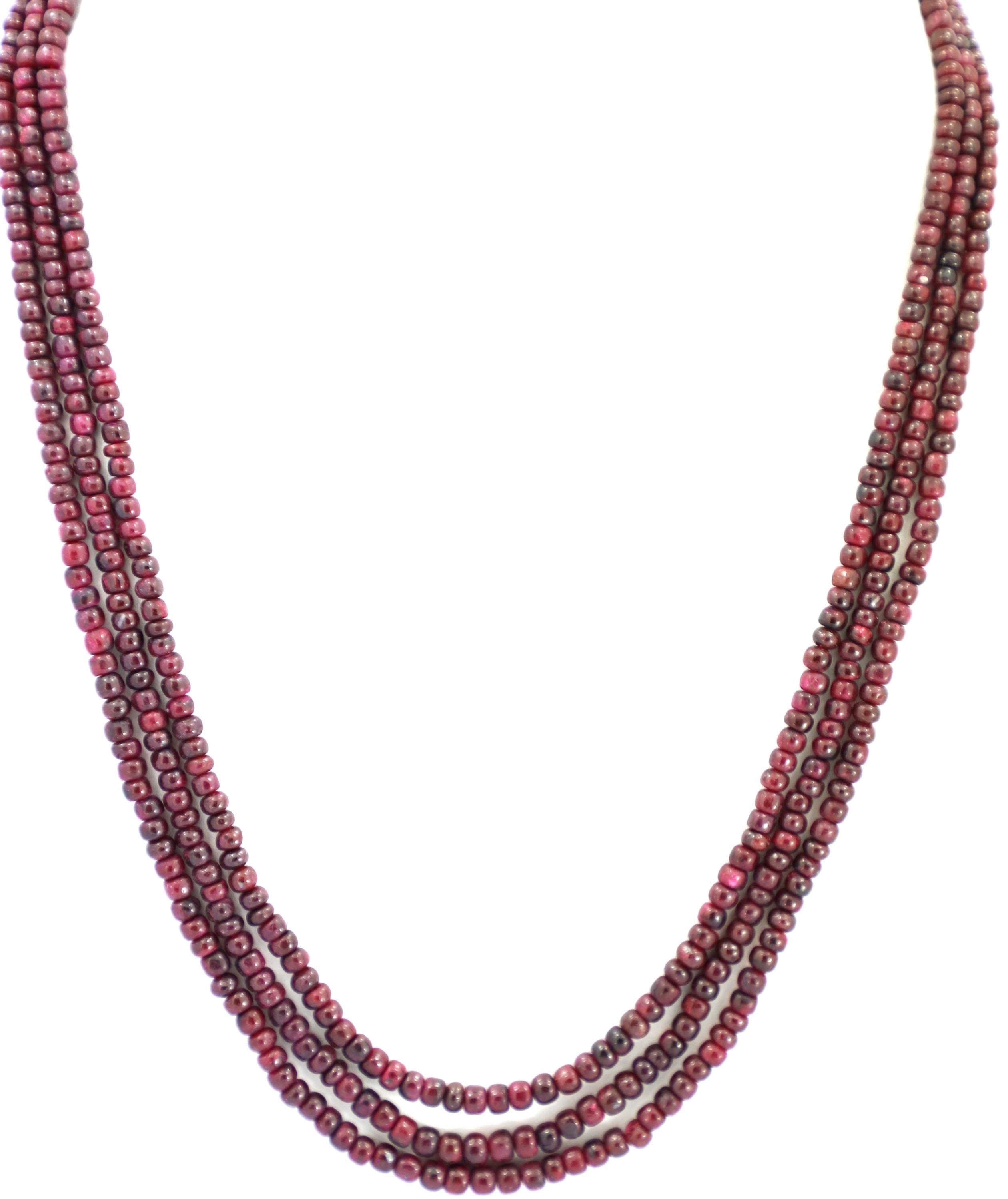 Natural Ruby Round Beads Strand, 3-5mm Gemstone Necklace for Jewelry Making