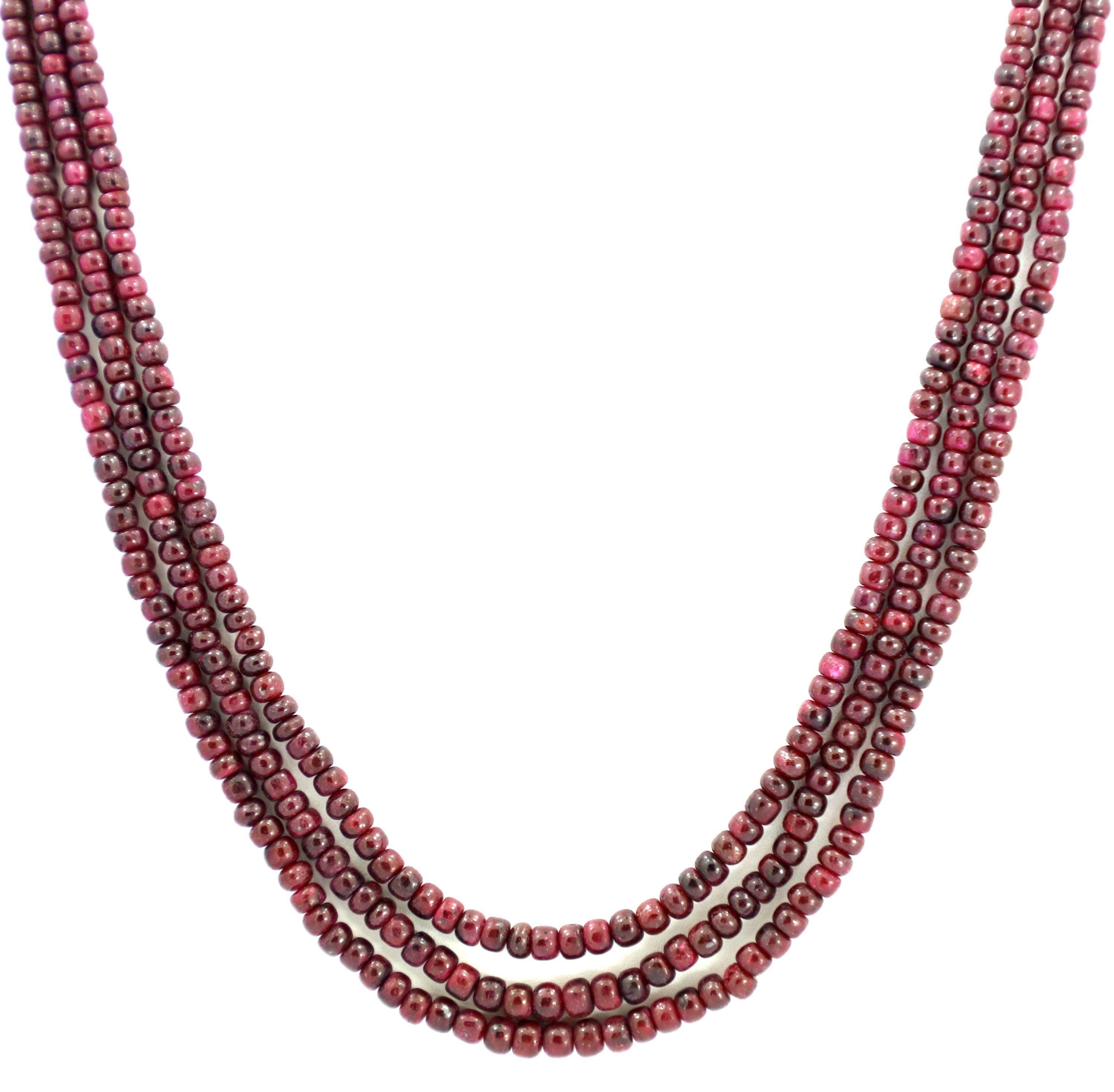 Natural Ruby Round Beads Strand, 3-5mm Gemstone Necklace for Jewelry Making